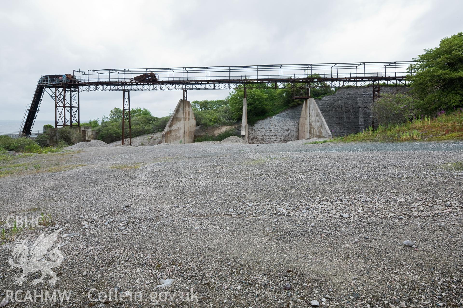 Shore conveyor run for gravel bays.