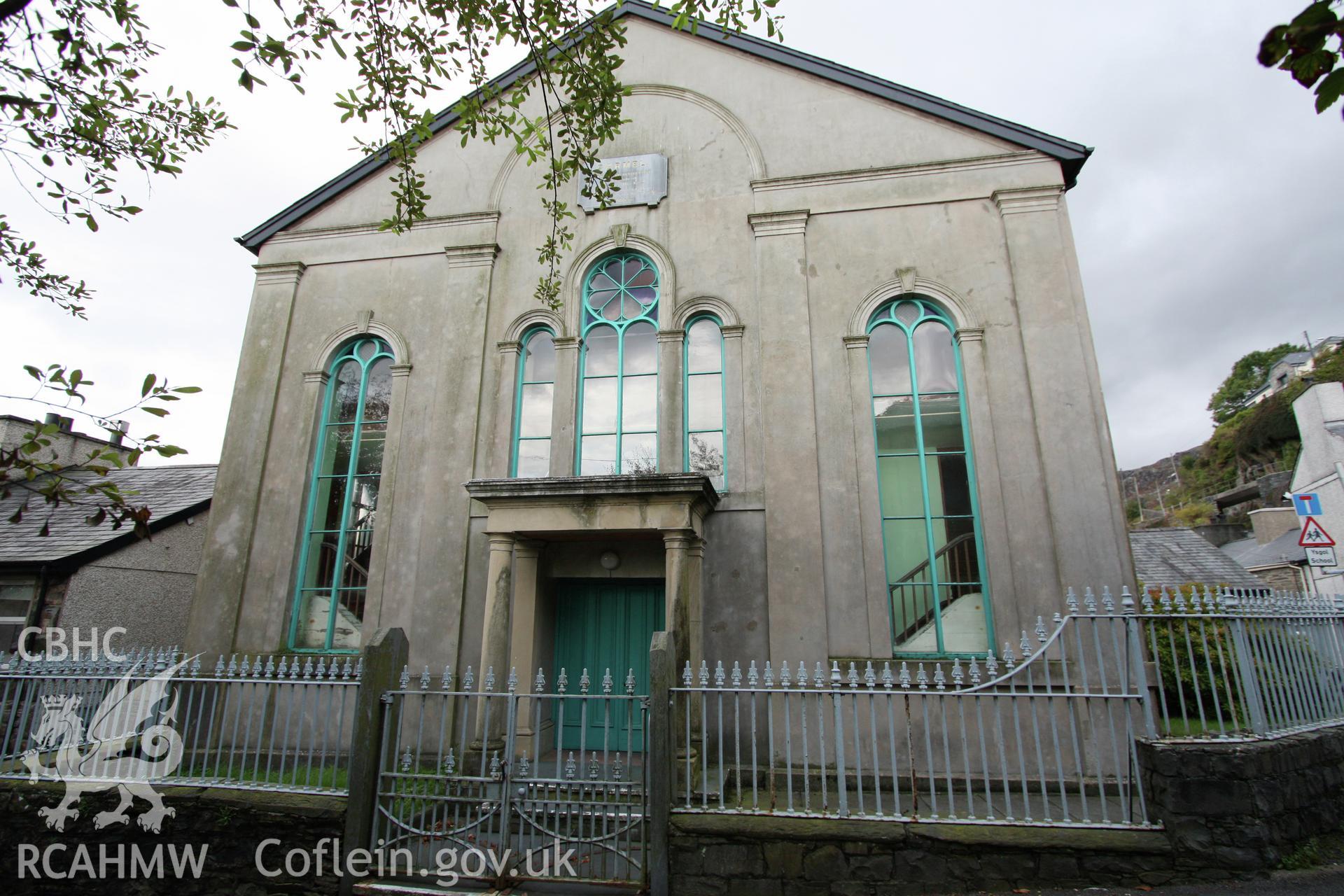 Carmel Welsh independent chapel, Tanygrisiau, main facade from the north-east.