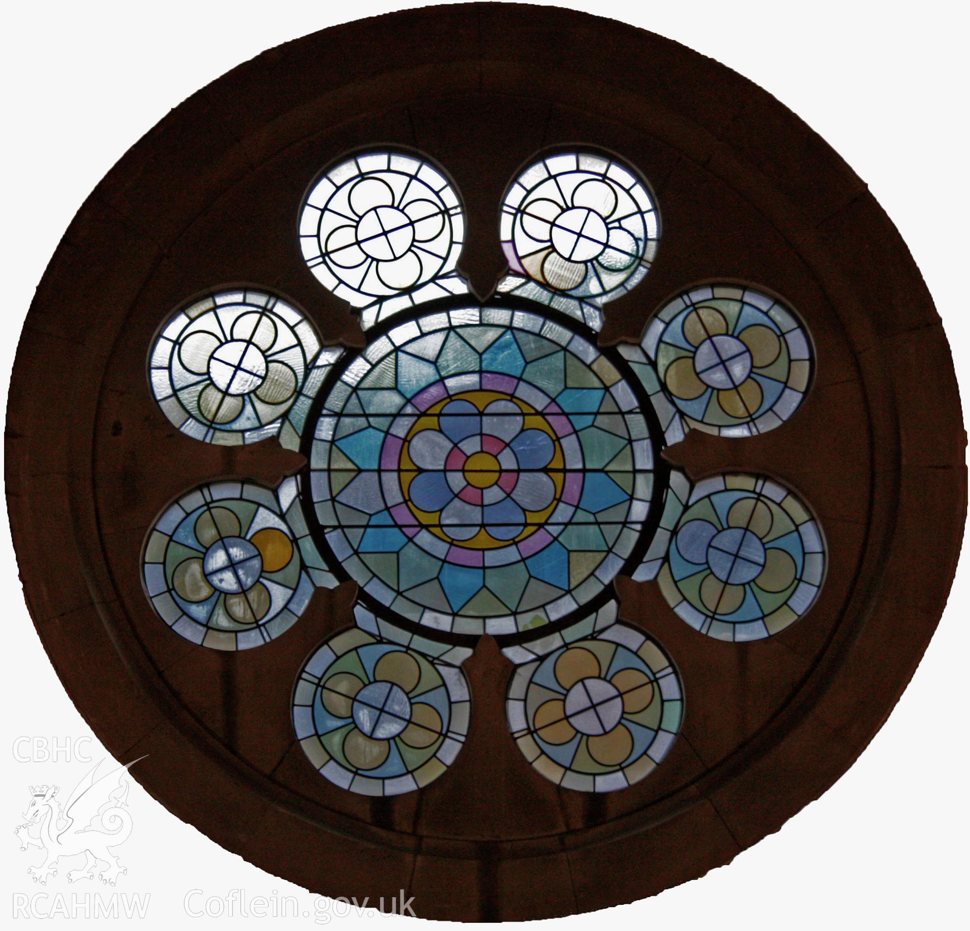 Detail of stained glass circular window