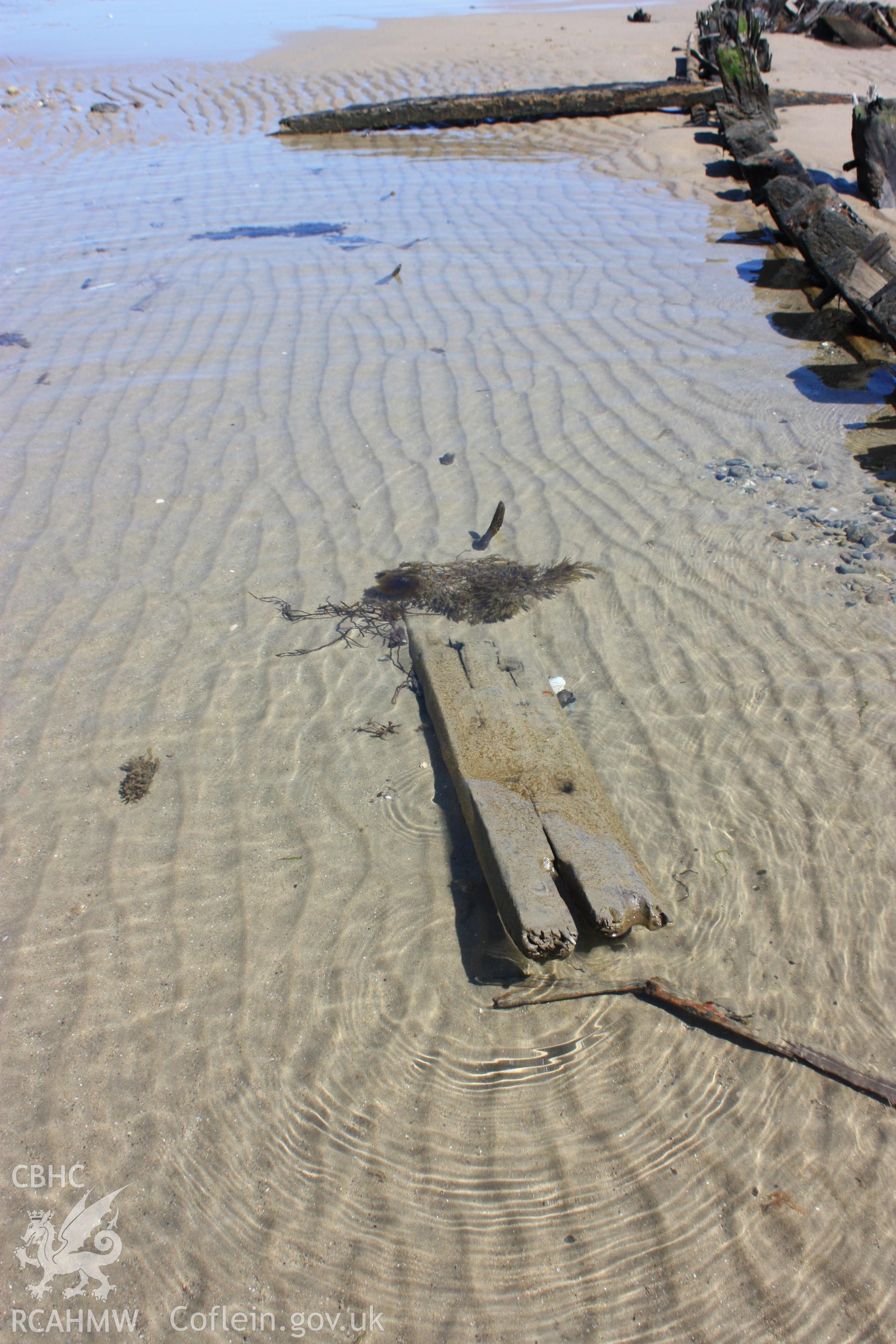 Disassociated plank lying outside the portside of the vessel (to the west) (looking north)