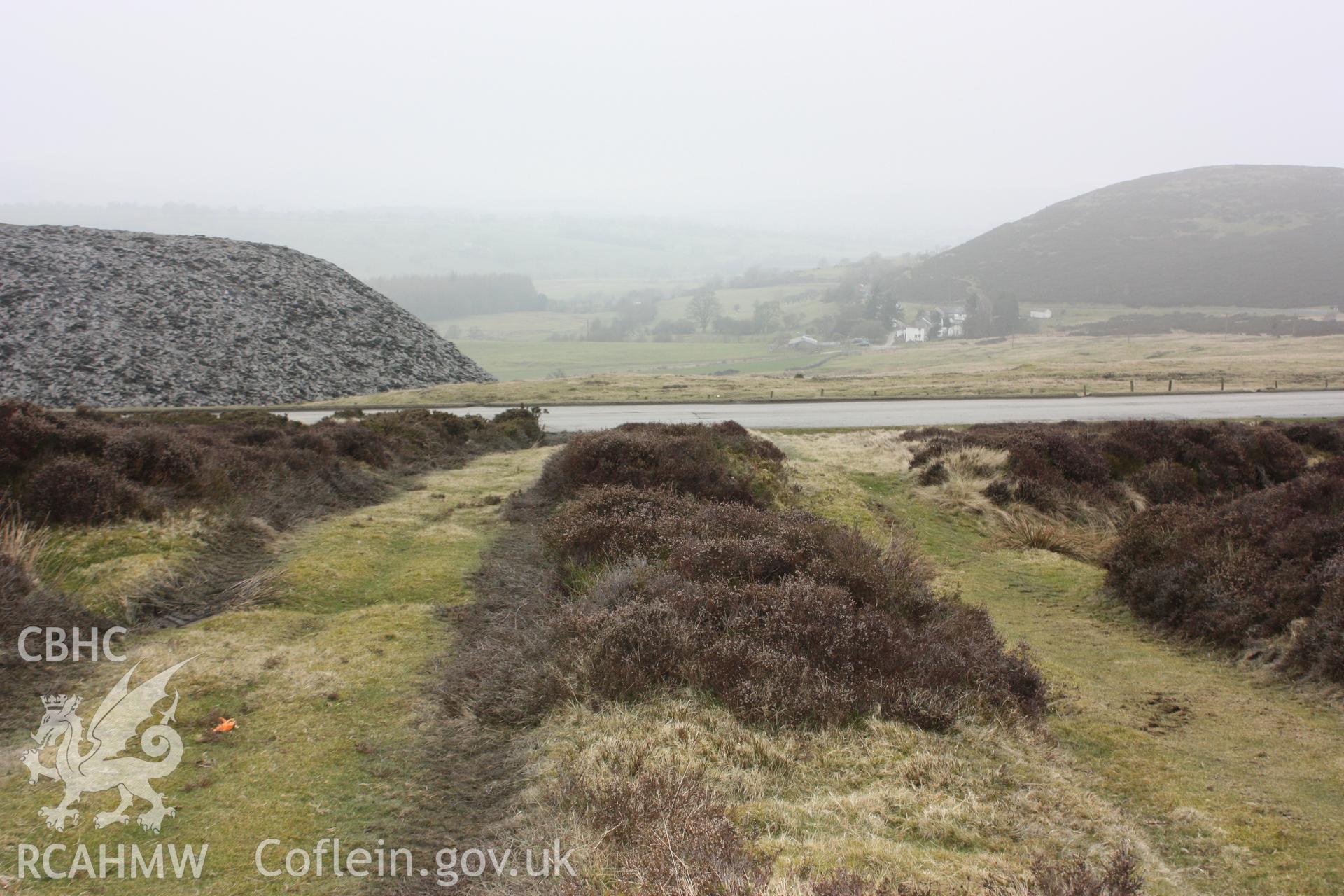 Two former tramroads at Moel-y-Faen slate quarry, looking east.