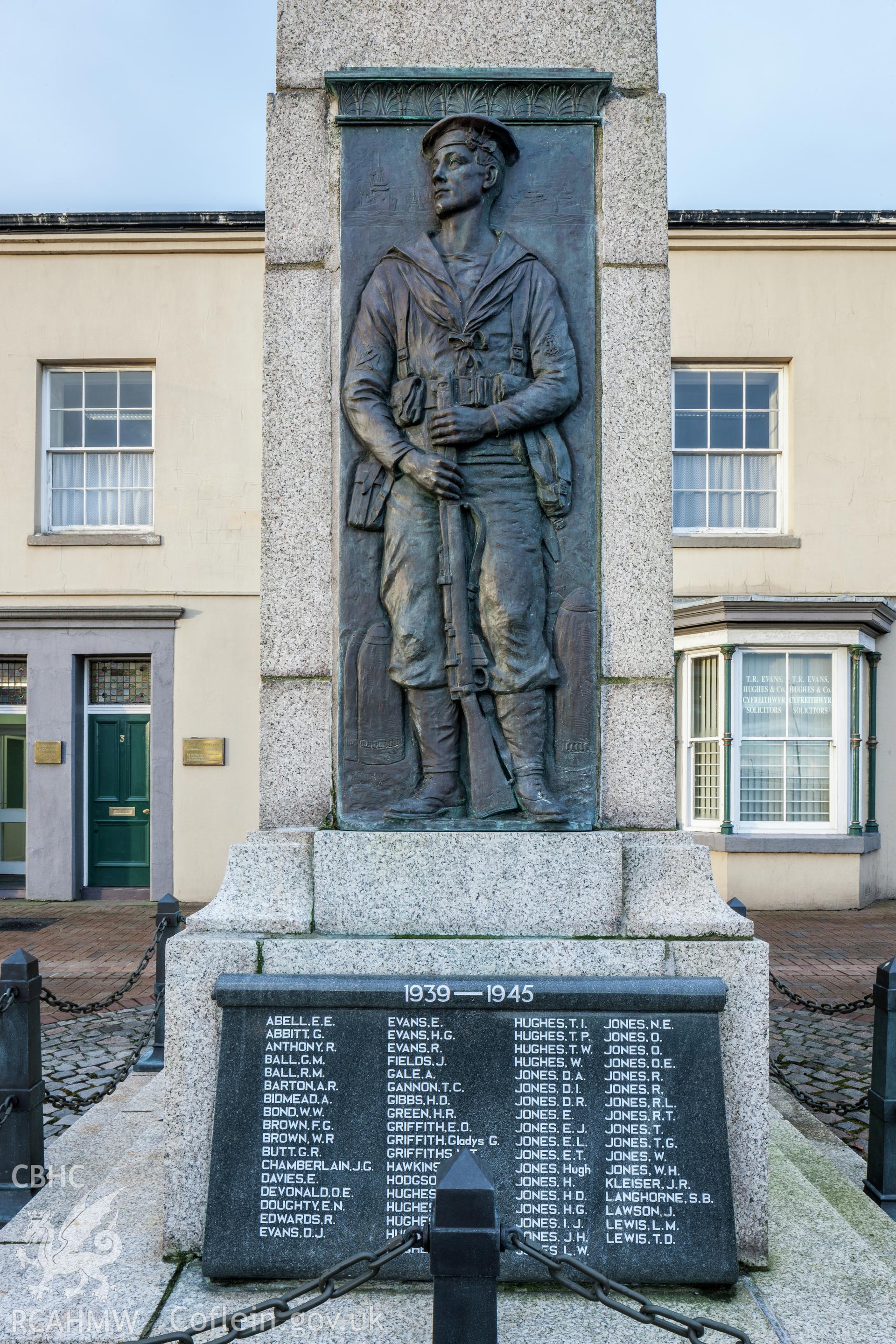 Detail of sailor on east facade