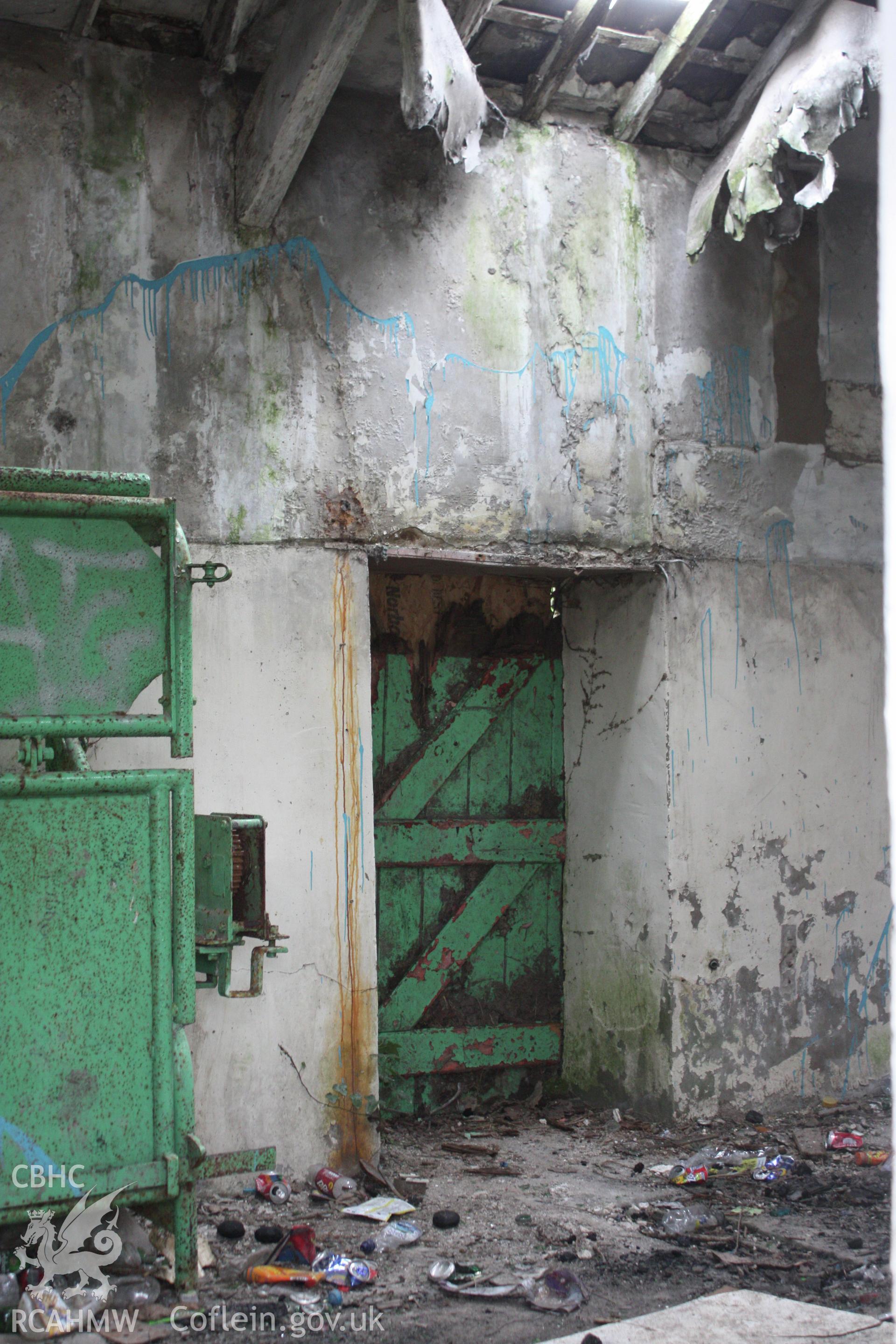 Interior; showing doorway and remains of machinery