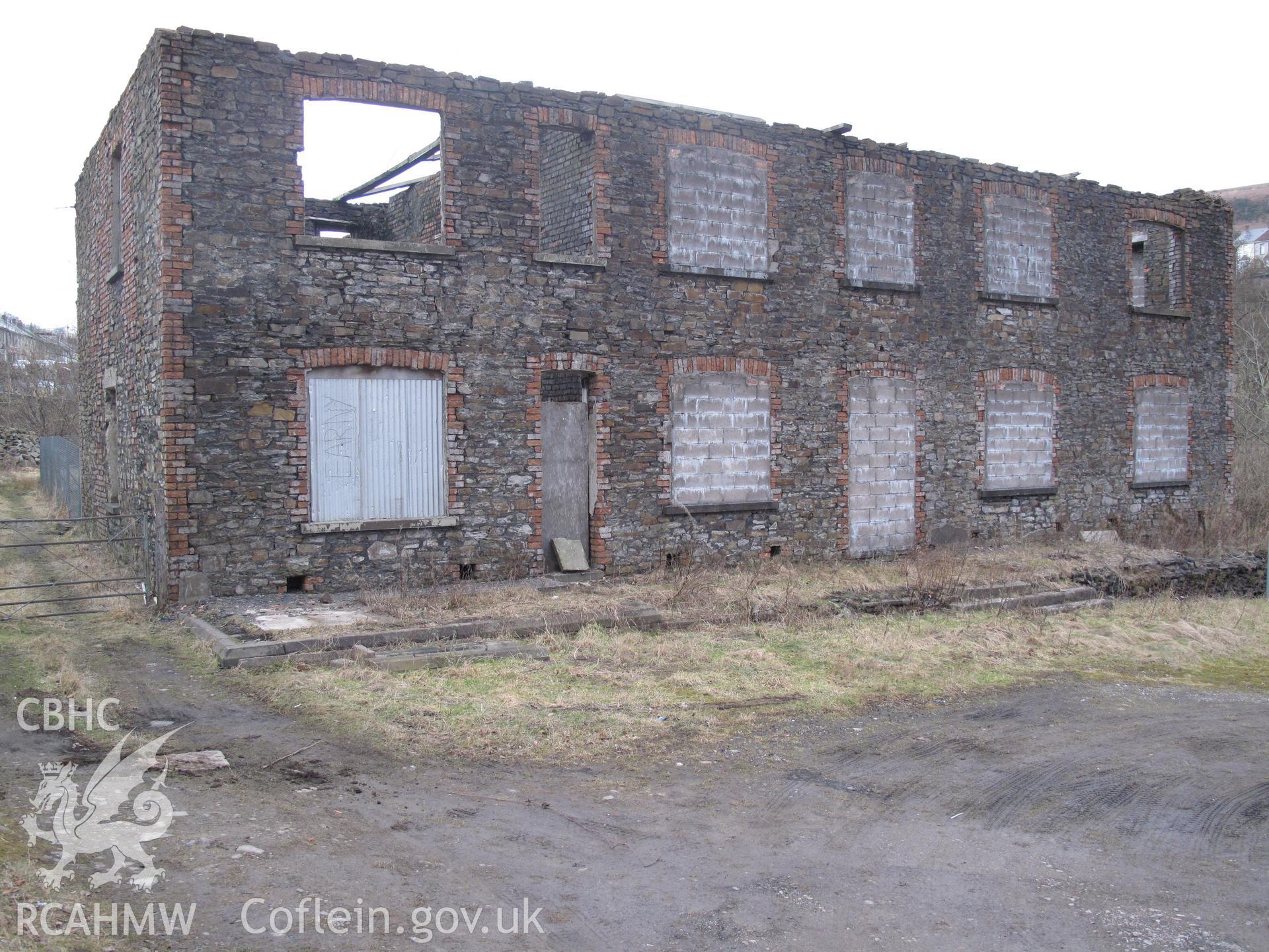 View of Universal Colliery Offices, Senghenydd, from the southwest, taken by Brian Malaws on 12 February 2010.