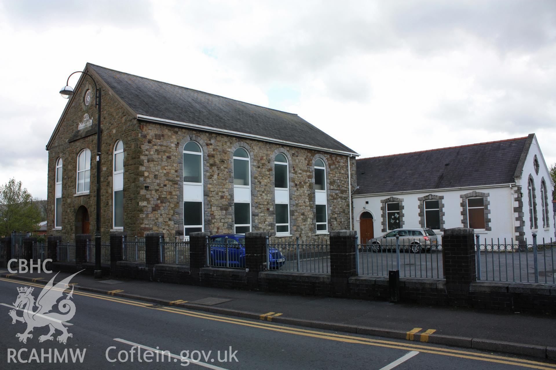 External; 3/4 view showing east and north elevations, with vestry