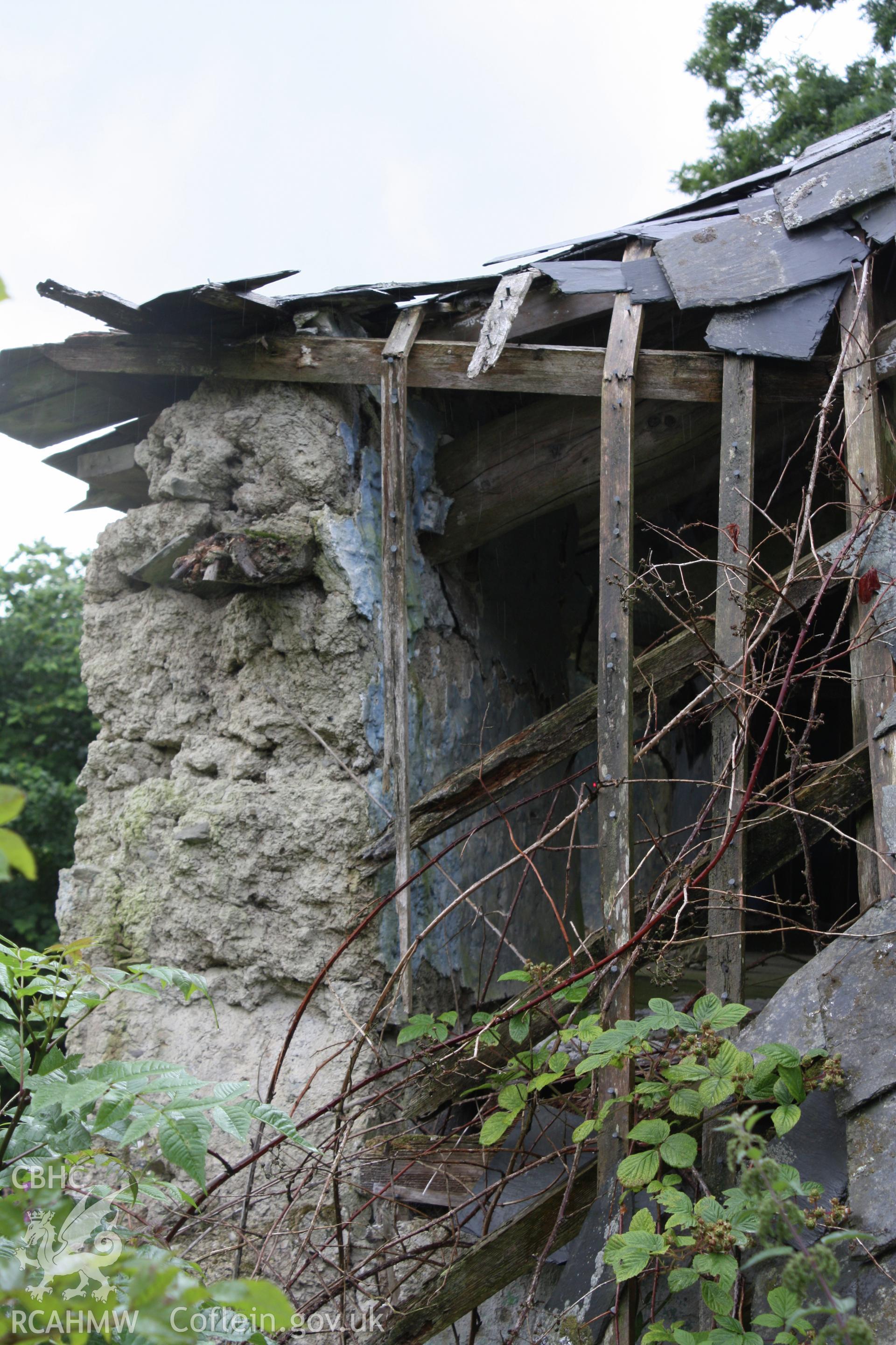 Section of first floor collapsed wall, showing timber wall plate
