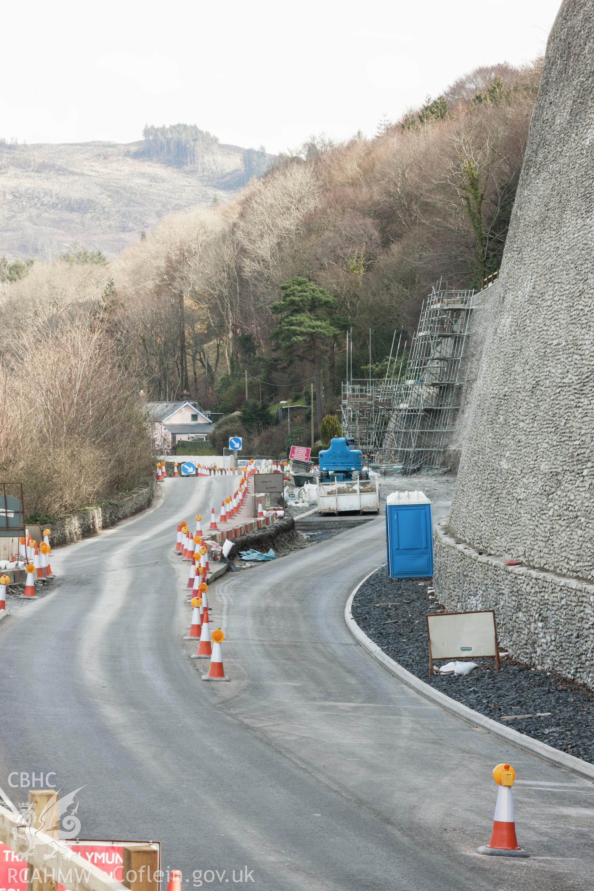 Glandyfi Castle area. Road re-alignment nearing completion. (29/03/2013)
