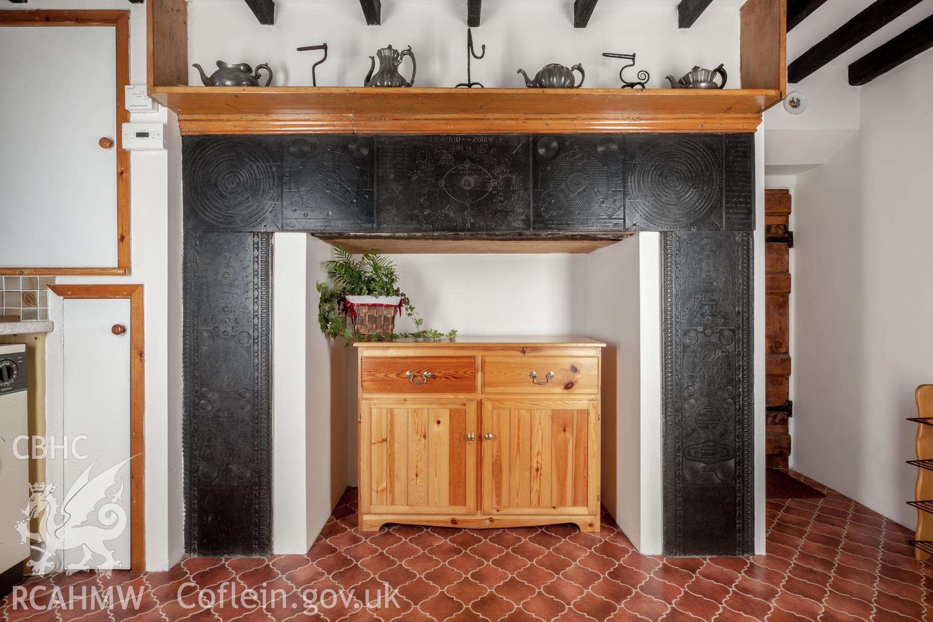 View of fireplace