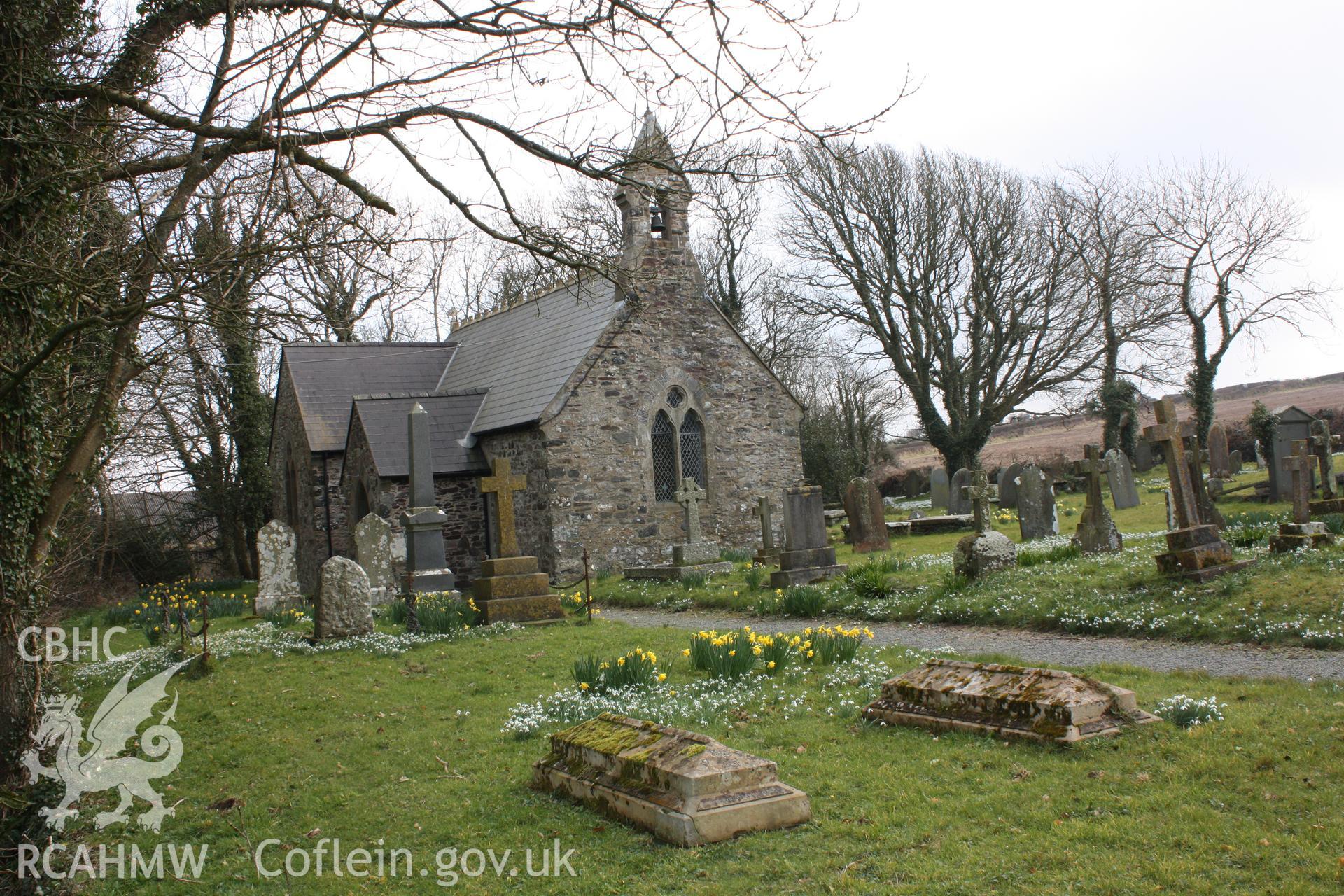 Western gable end of church.