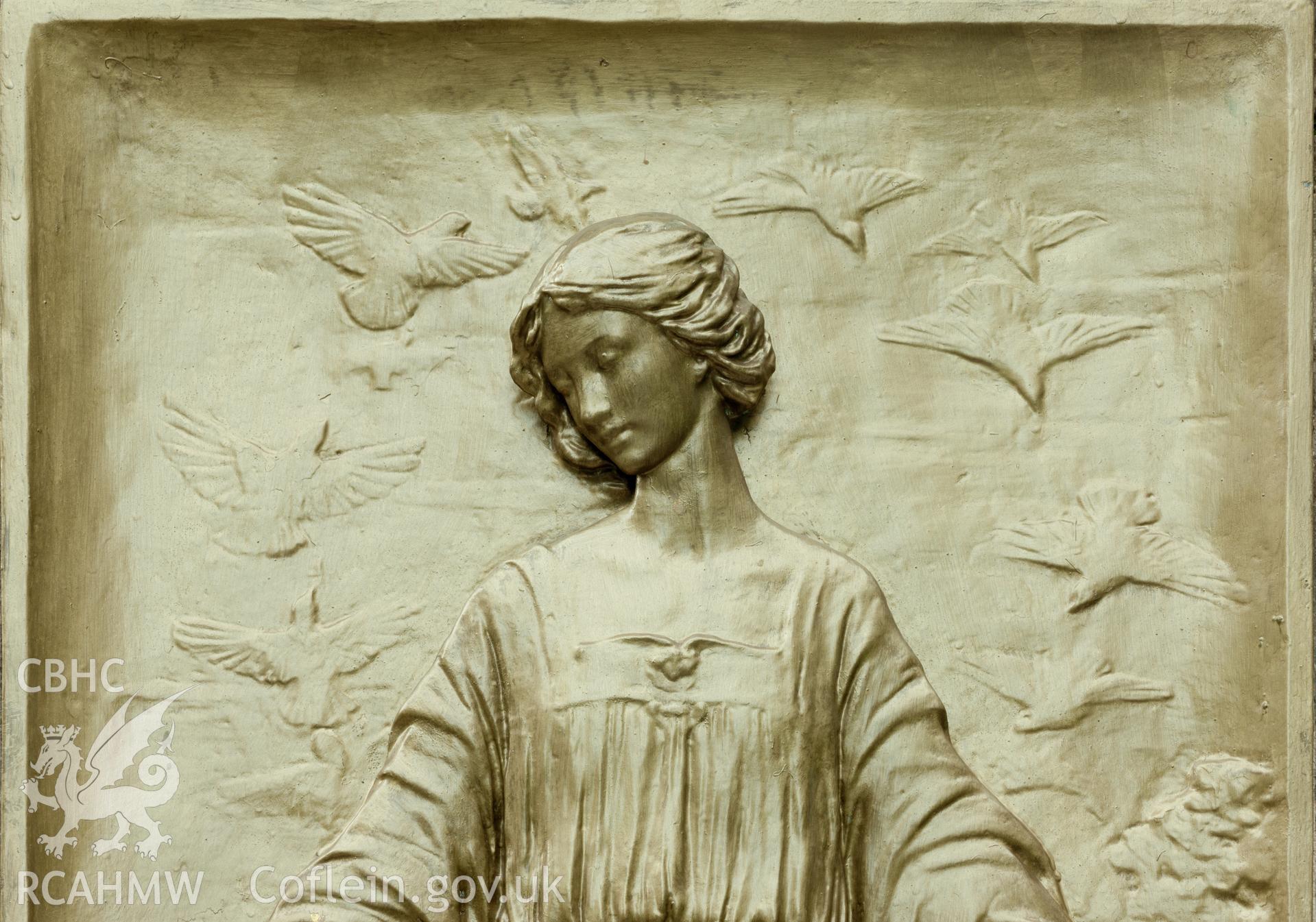 Detail of metal relief on northeast facade