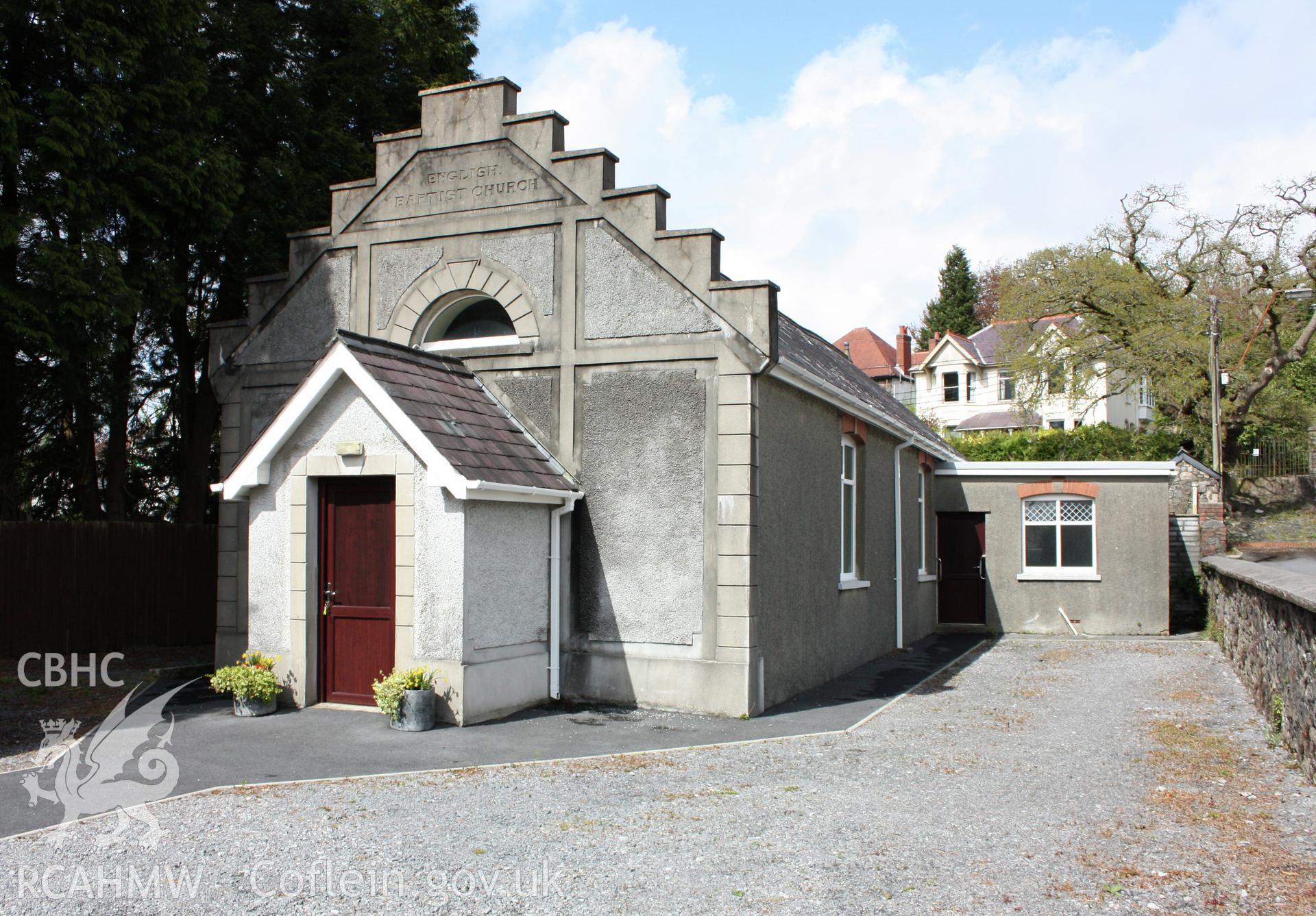 External; 3/4 view of south-west and south-east elevation, vestry extention shown tn the rear