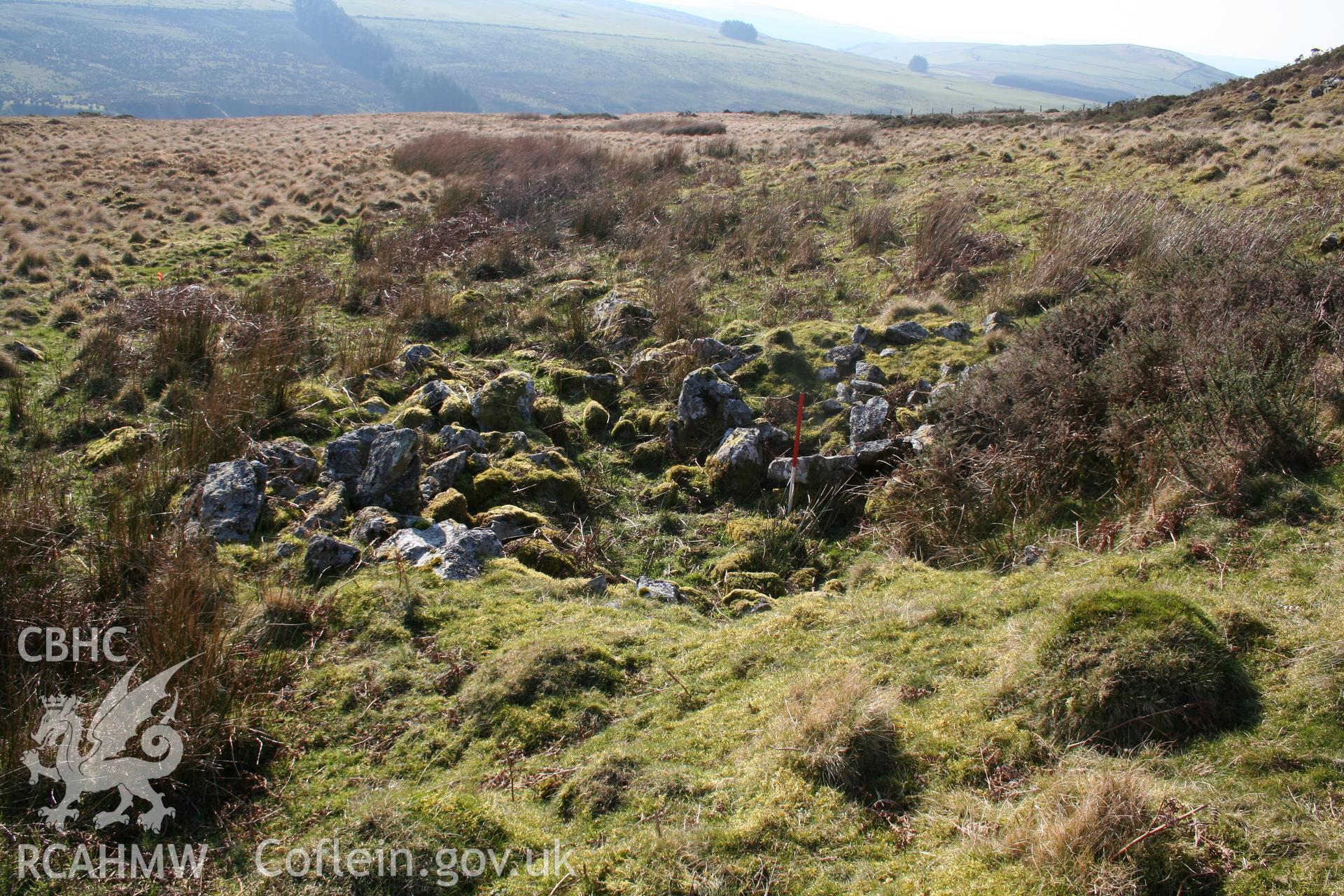 View of shelter from above on the north-east; 1m scale.