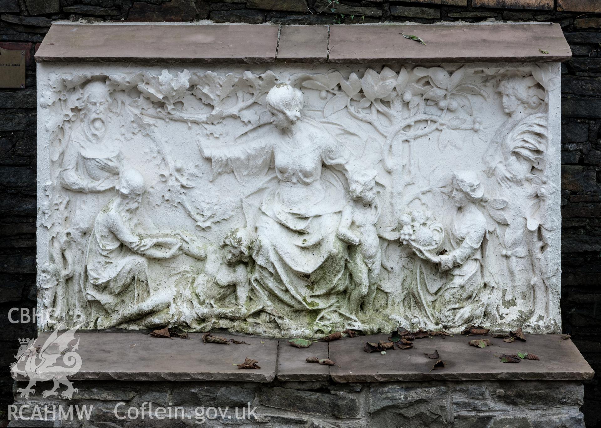 Plaster relief in garden