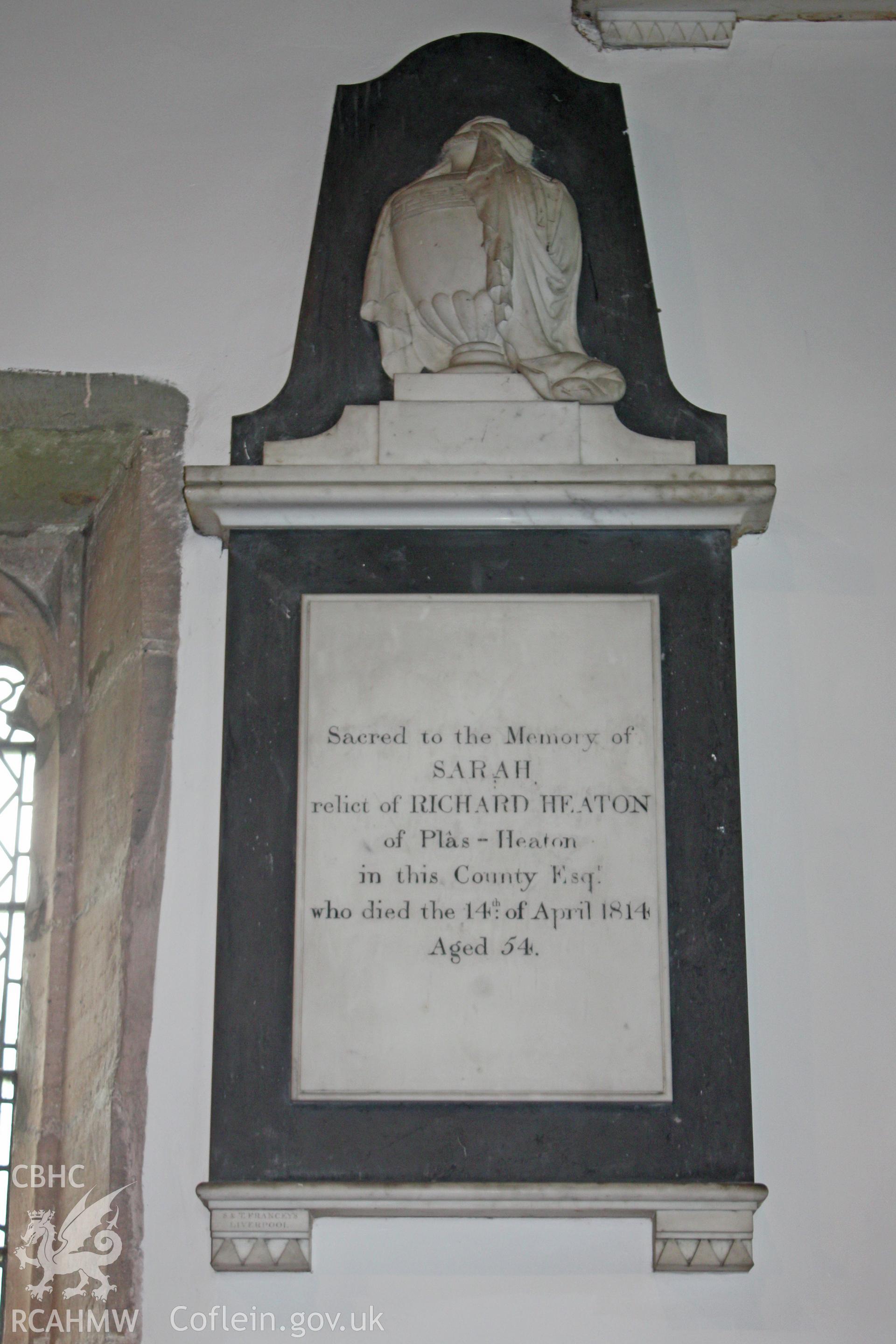 St Marcella's Church detail of interior memorial stone