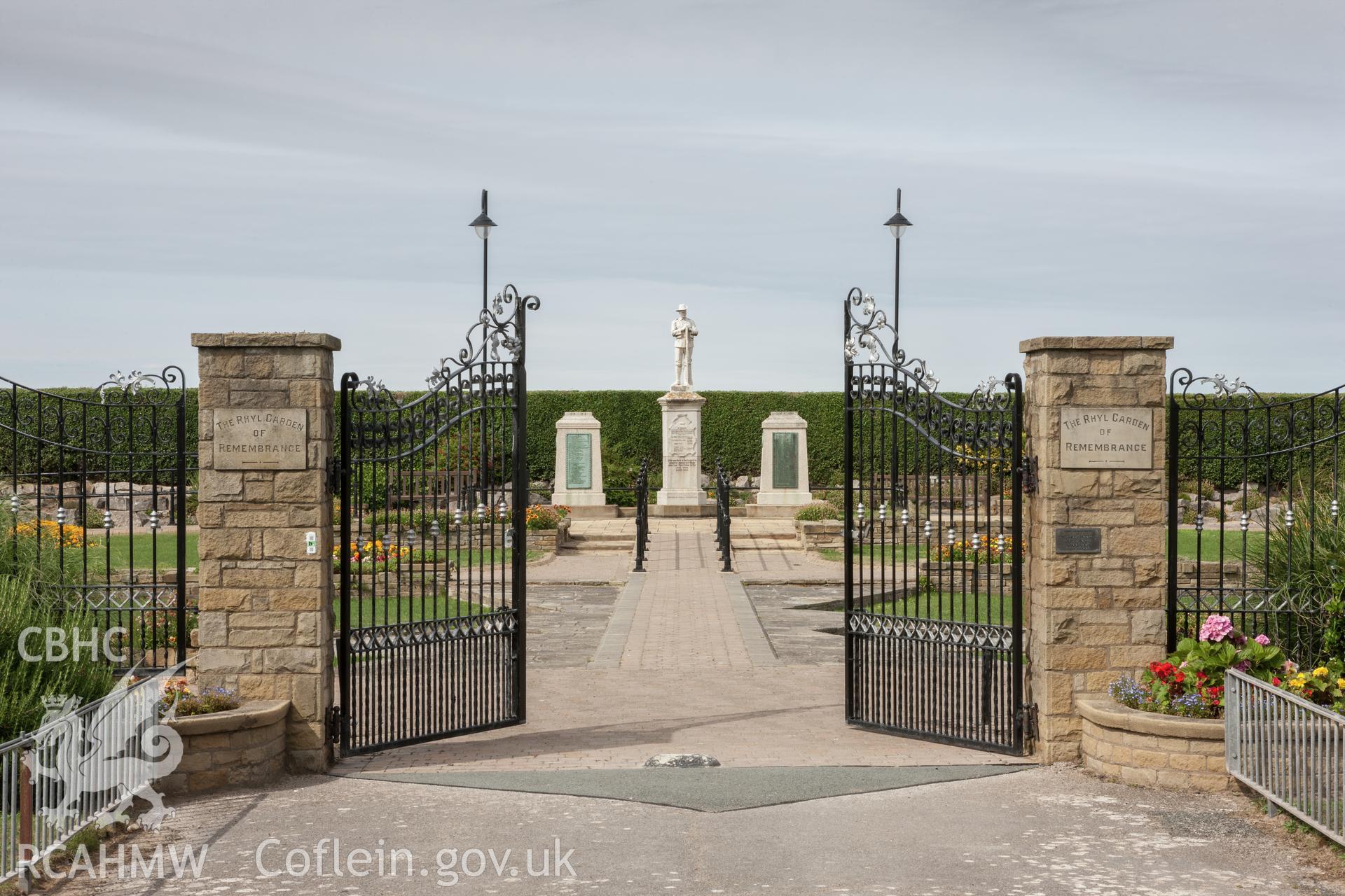 View from the southeast, through entrance gates