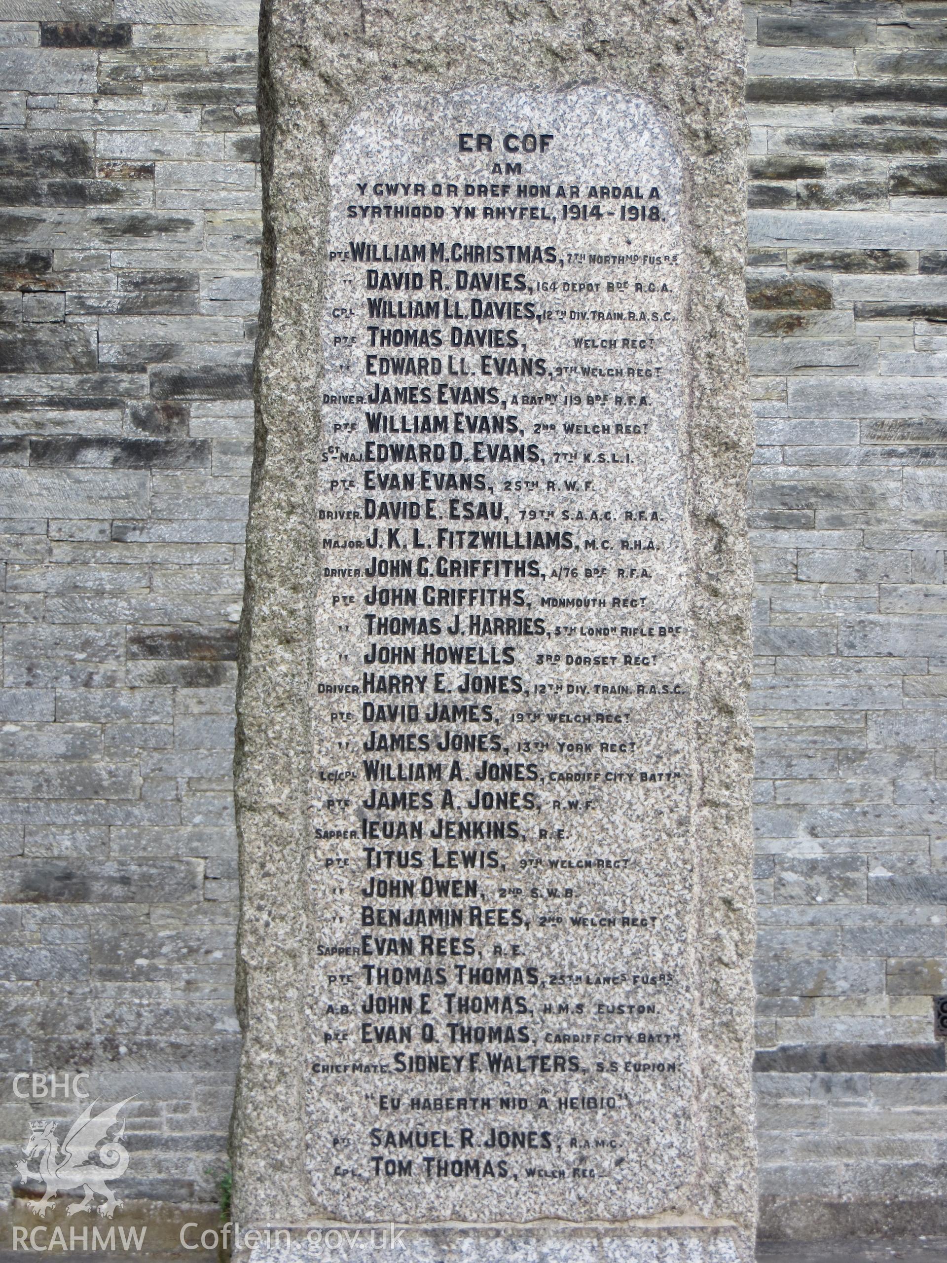 First World War inscription.