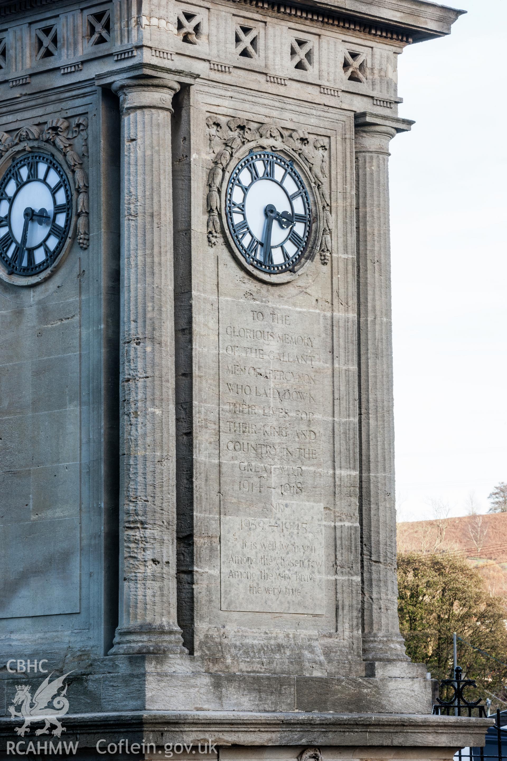 Detail of inscription and clock