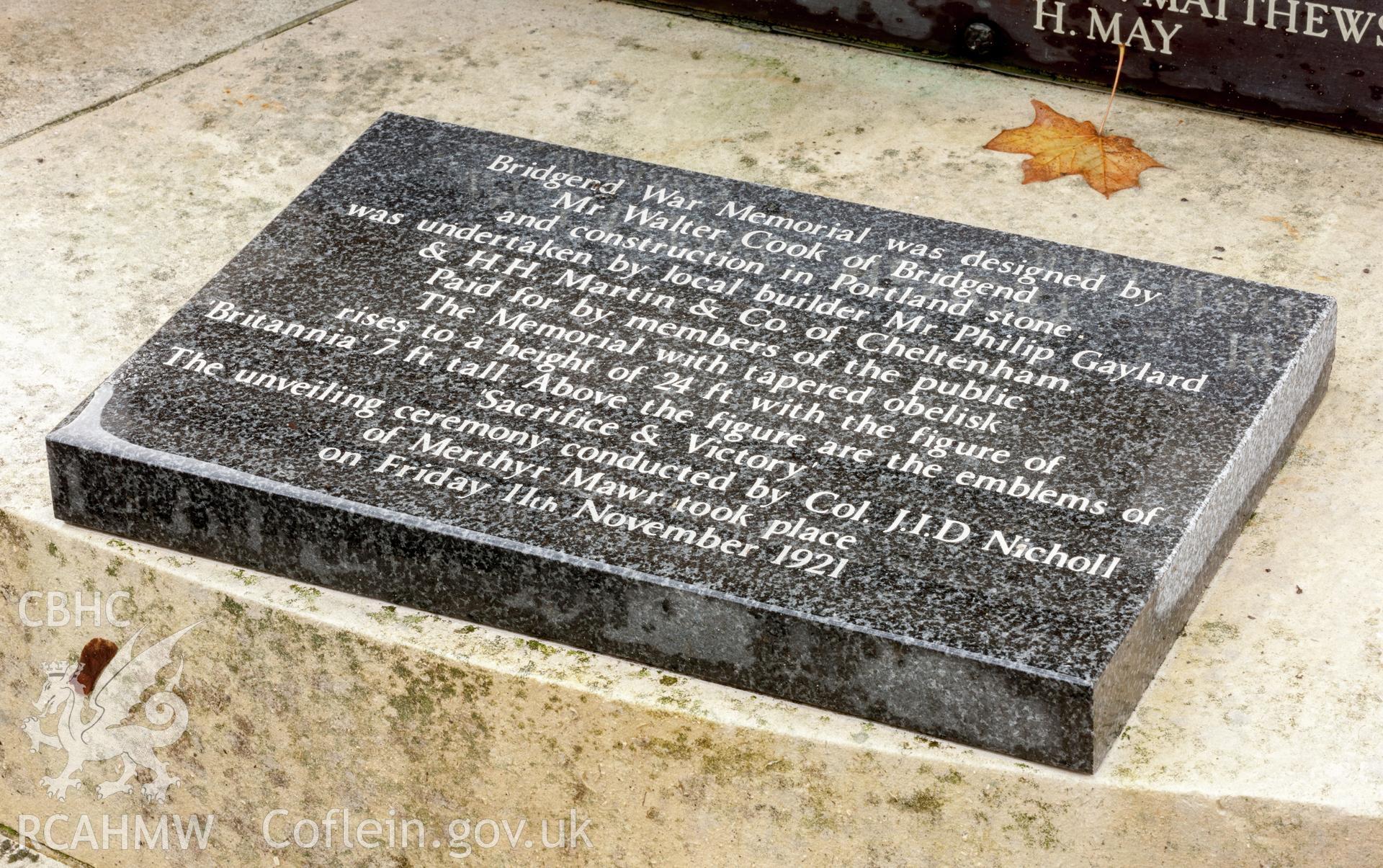 Added granite plaque giving short history of monument
