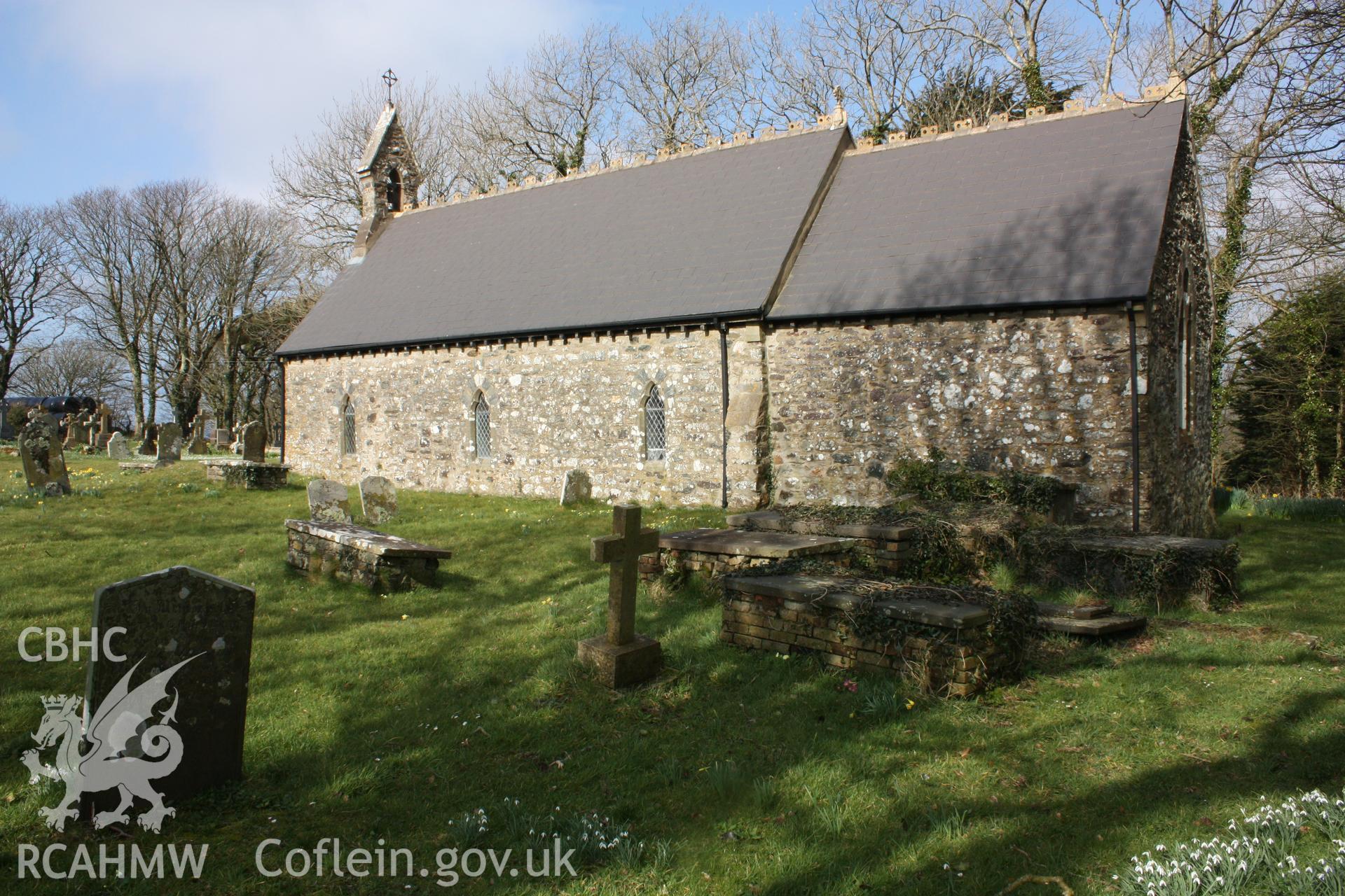 Northen facade of church showing buttress at junction of nave and chancel