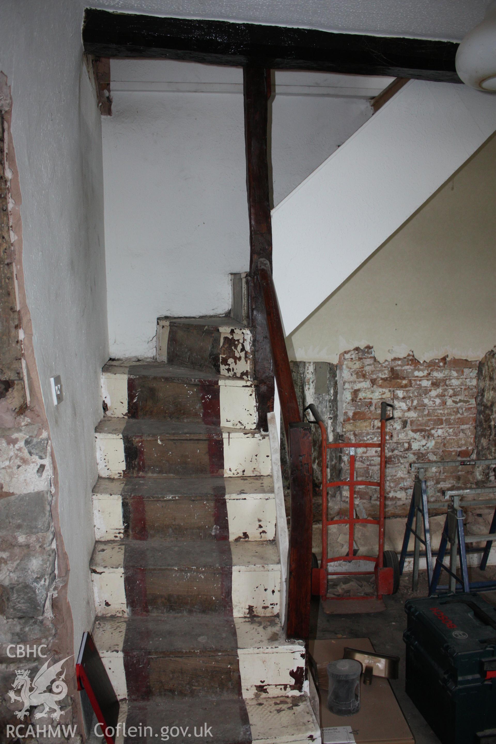 Internal; c. 1800 staircase in location of original stair.
