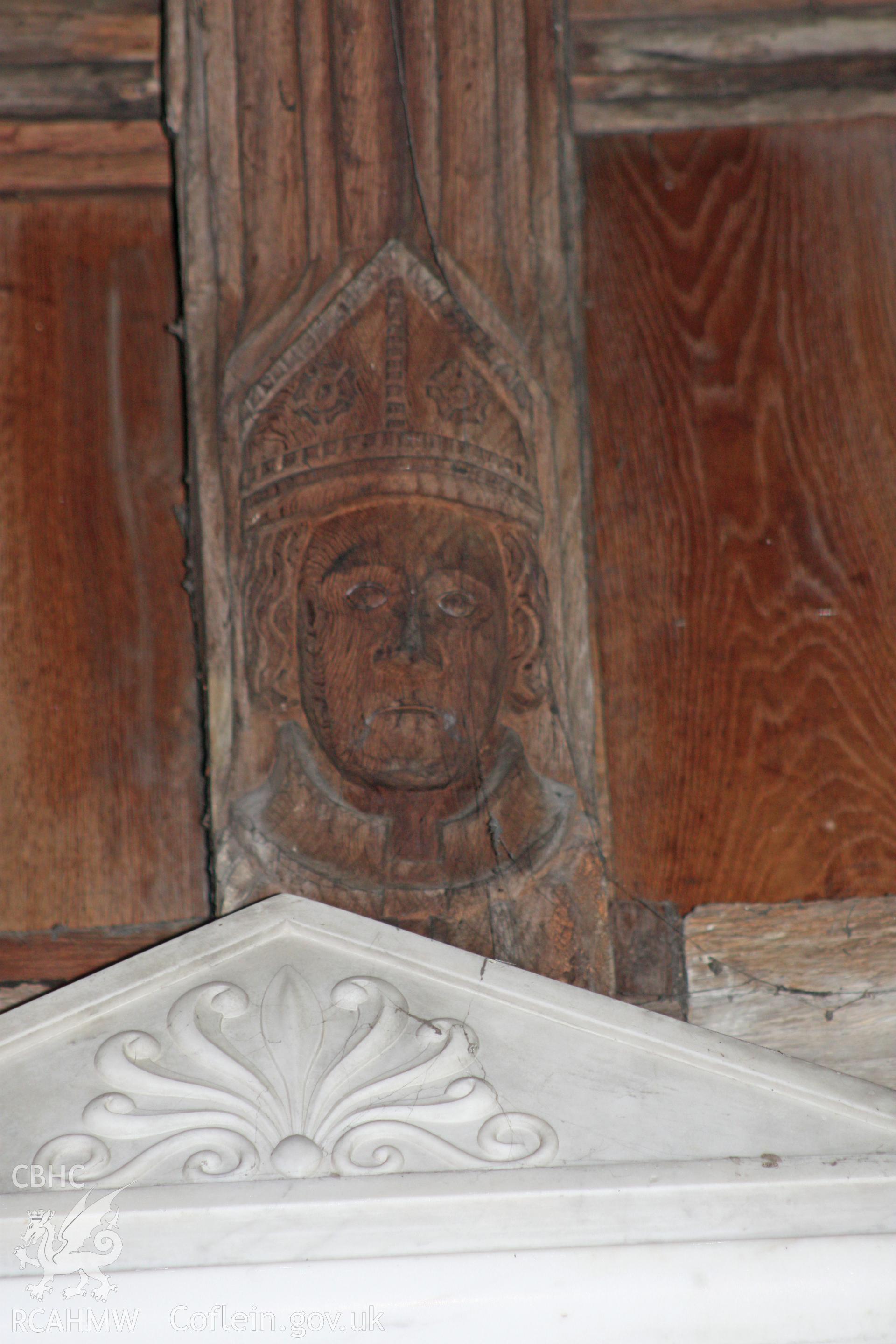 St Marcella's Church detail of carving on roof truss