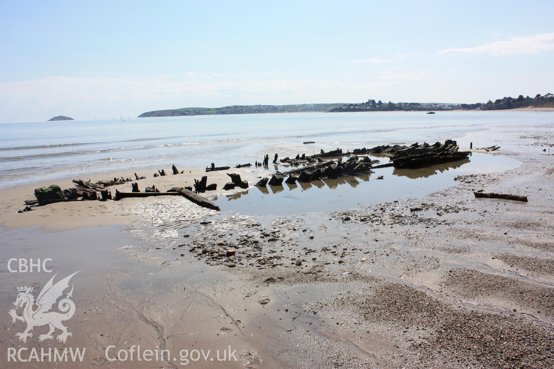 General view of the wreck from the northwest looking southeast towards Abersoch
