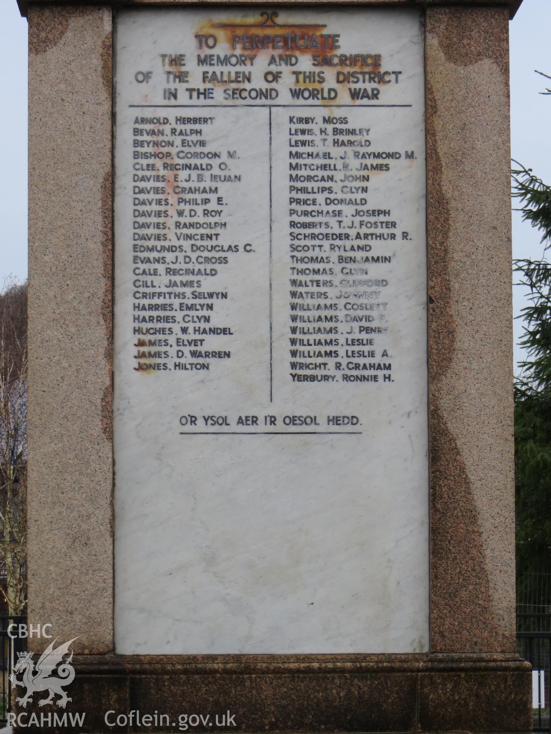 South-east side, roll of names.
