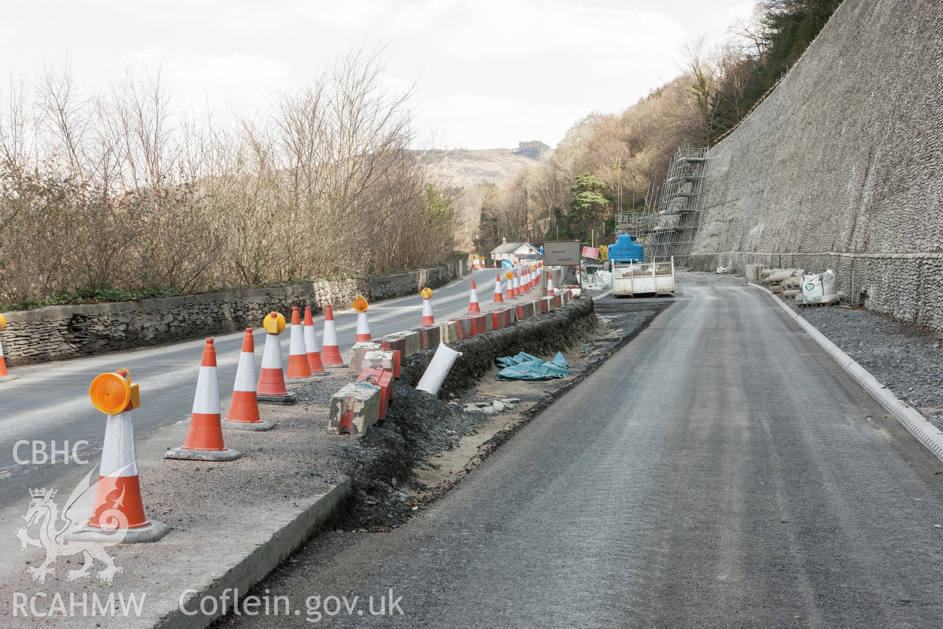 Glandyfi Castle area. Road re-alignment nearing completion. (29/03/2013)