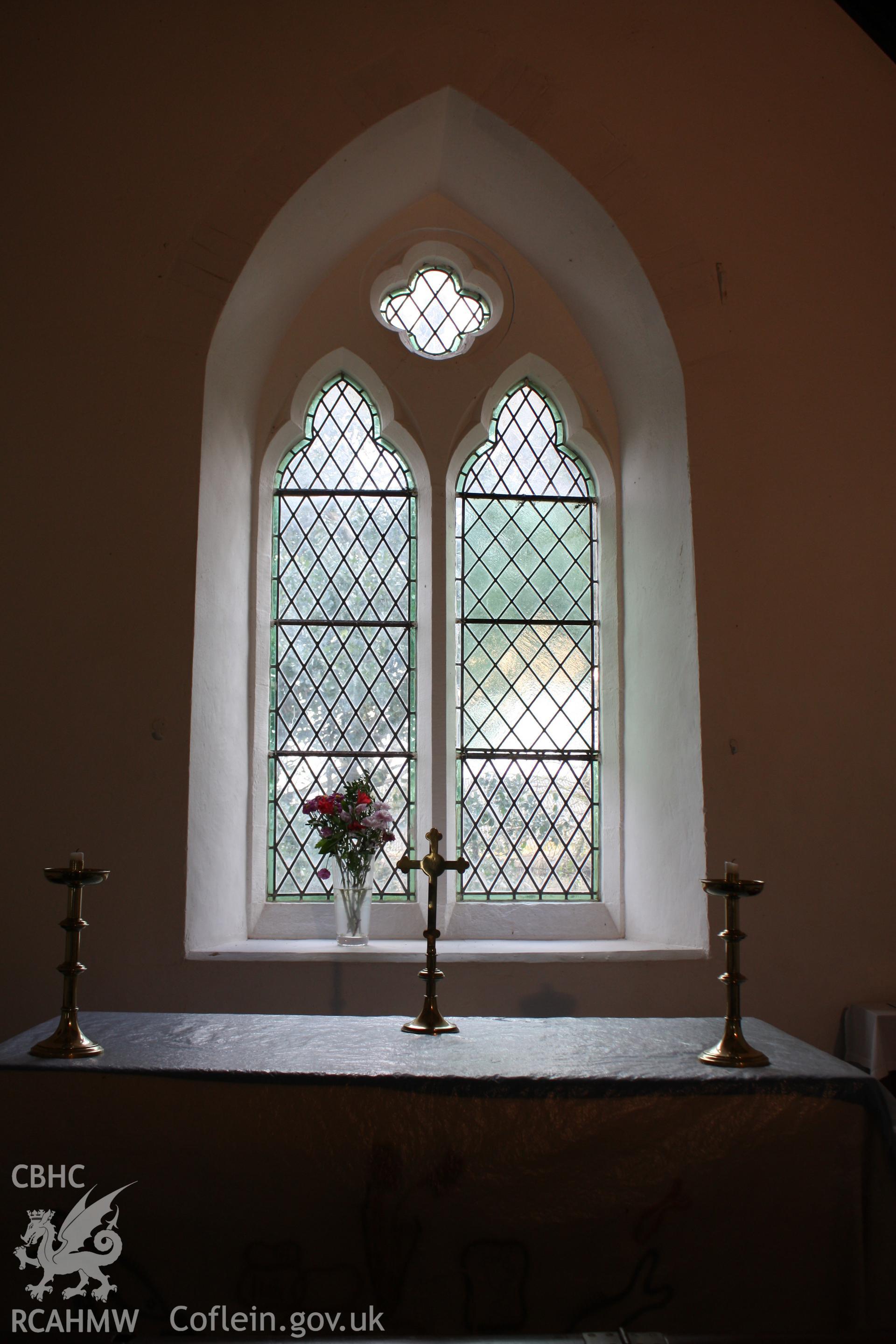 Detail of window in east wall behind altar
