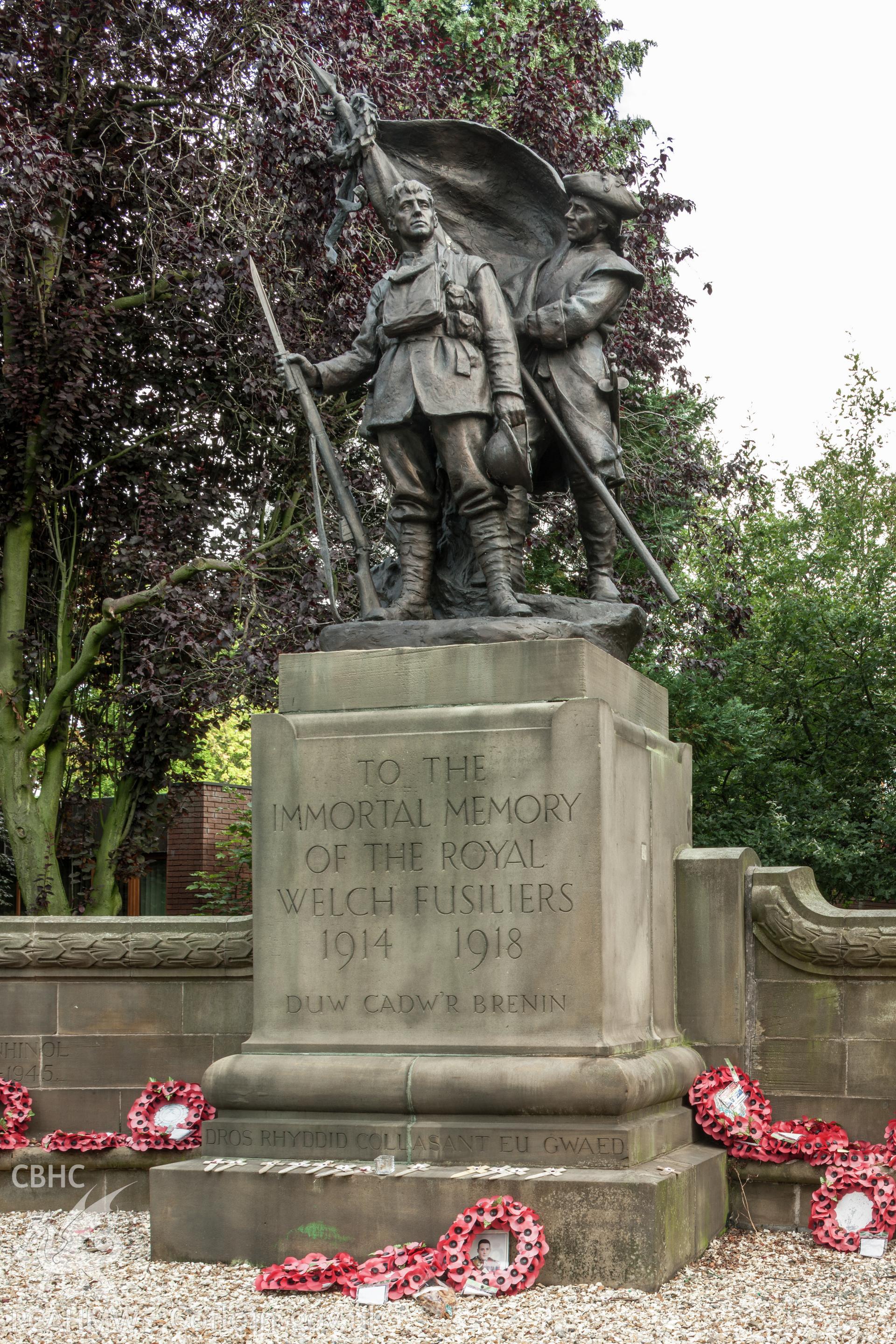 Plinth and statue from the southeast