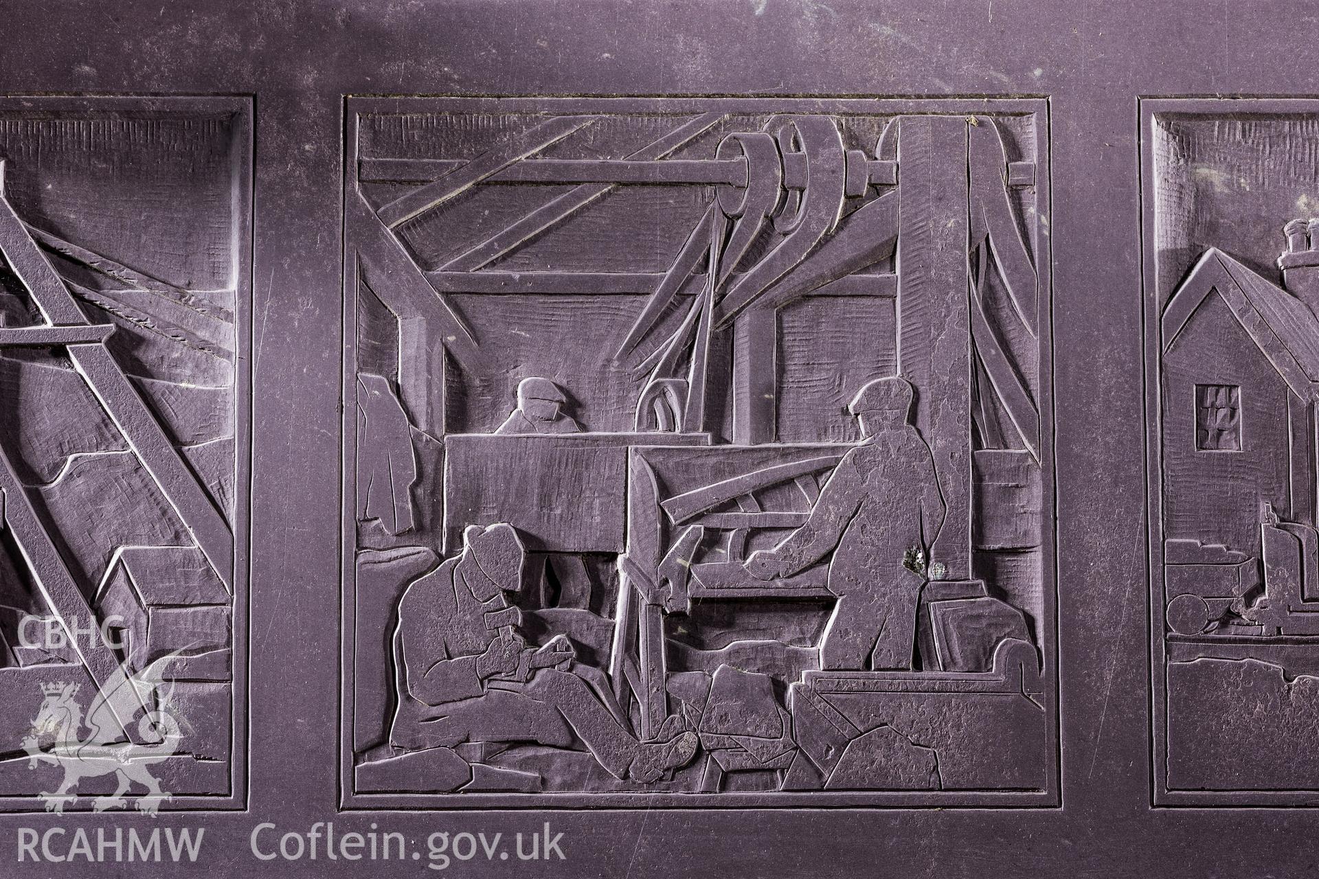 View of top centre relief showing slate splitting