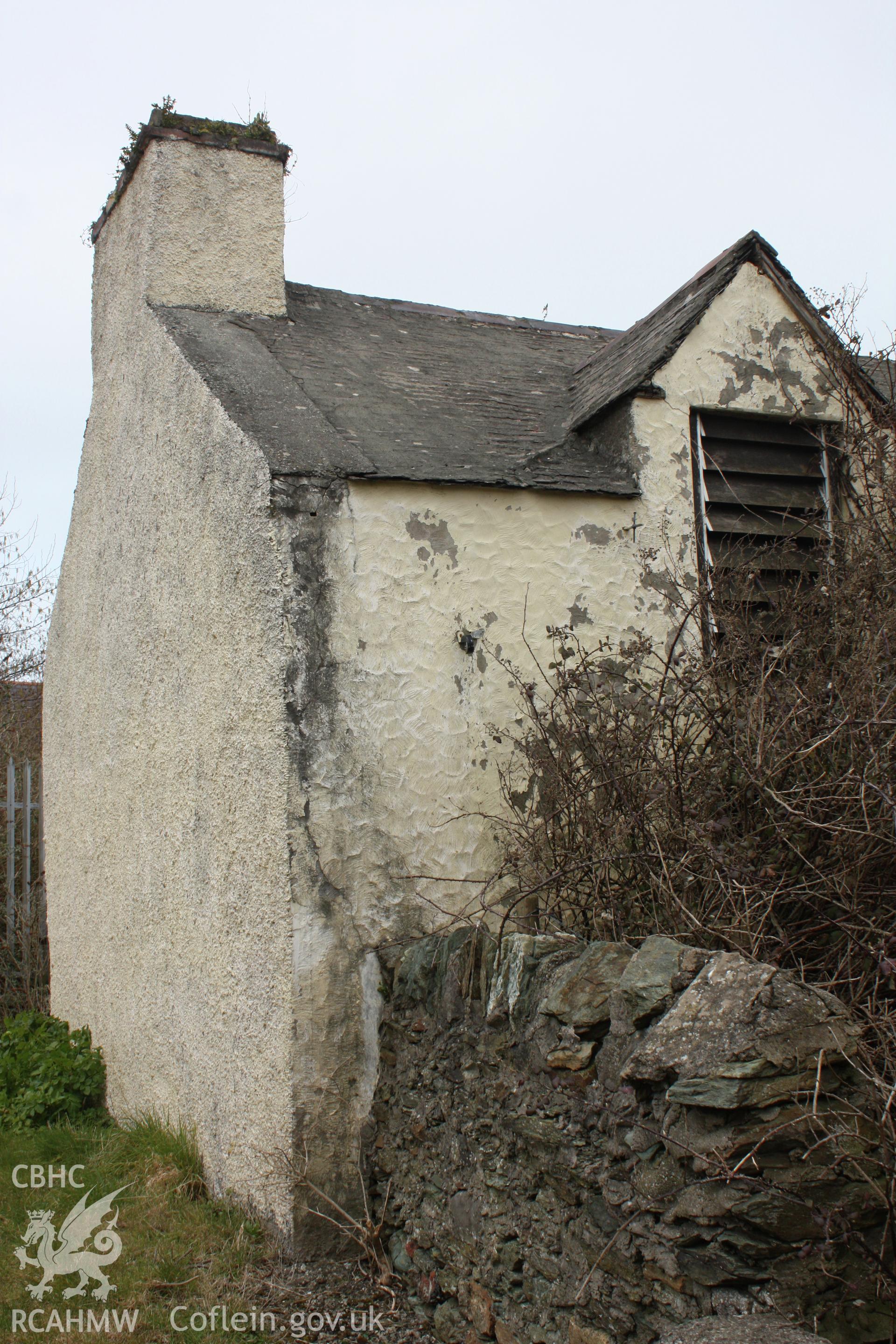 Exterior; view of half dormer, chimney and gable end