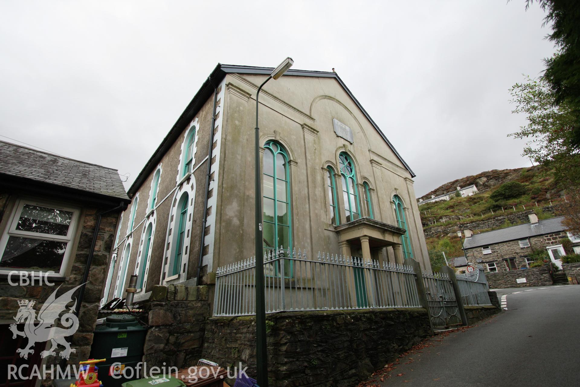 Carmel Welsh independent chapel, Tanygrisiau, 3/4 view from the south-east.