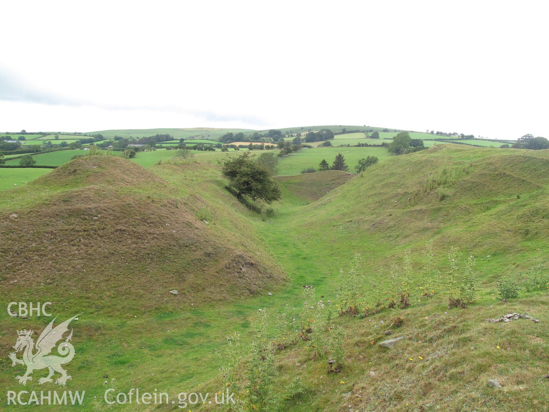Painscastle west ditch from the south, taken by Brian Malaws on 24 August 2011.
