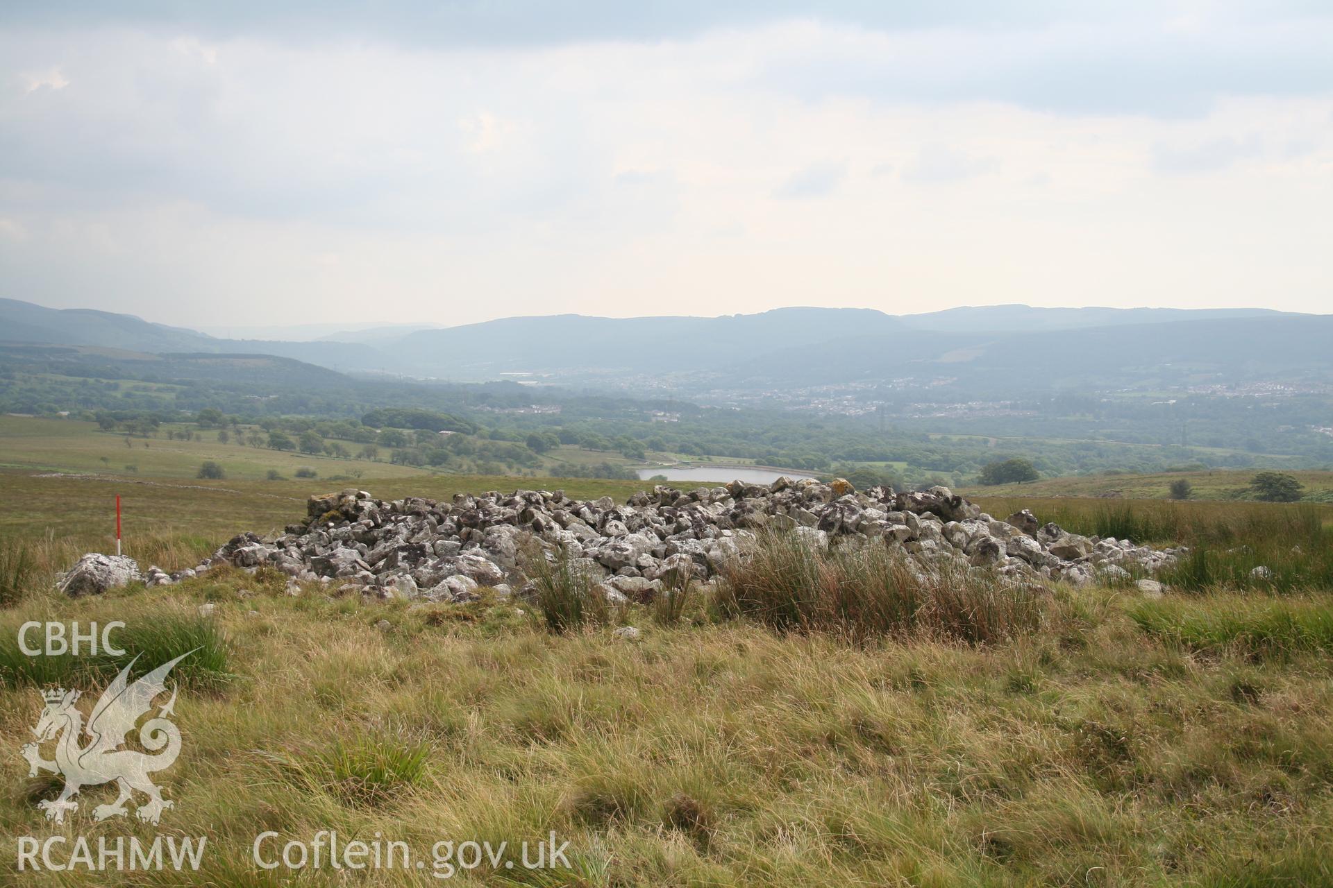 Cairn viewed from the north-west; 1m scale (to left of picture).