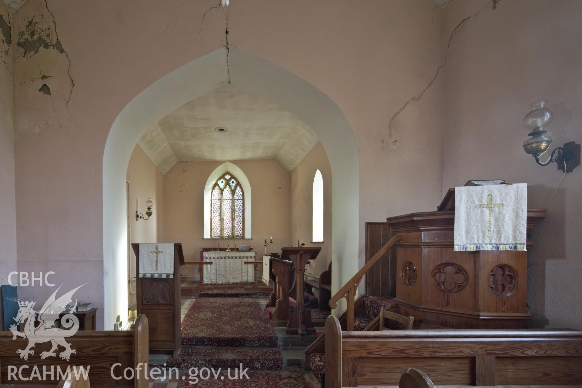 Interior, chancel and pulpit.