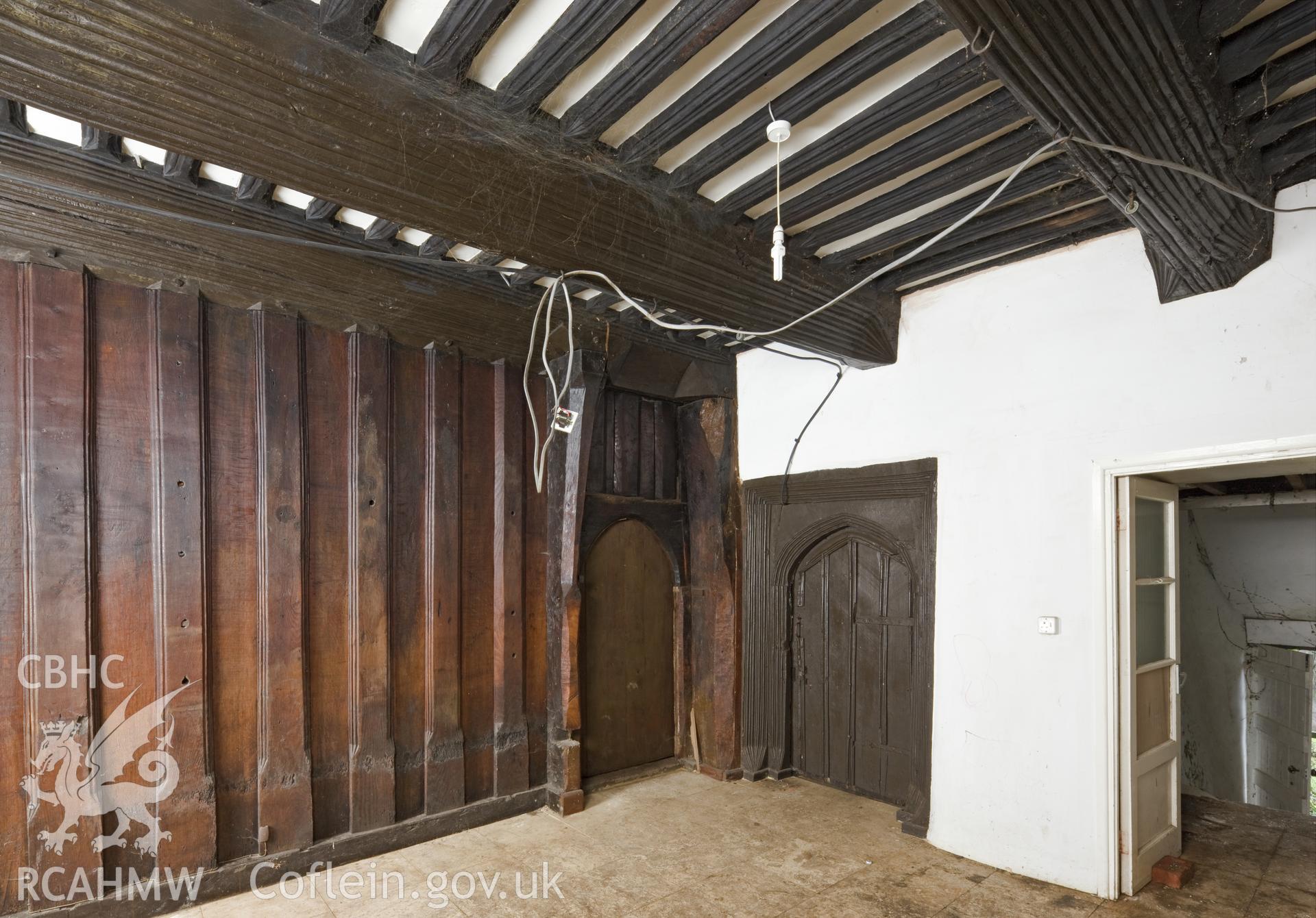 Interior of hall, parlour door and dais partition.
