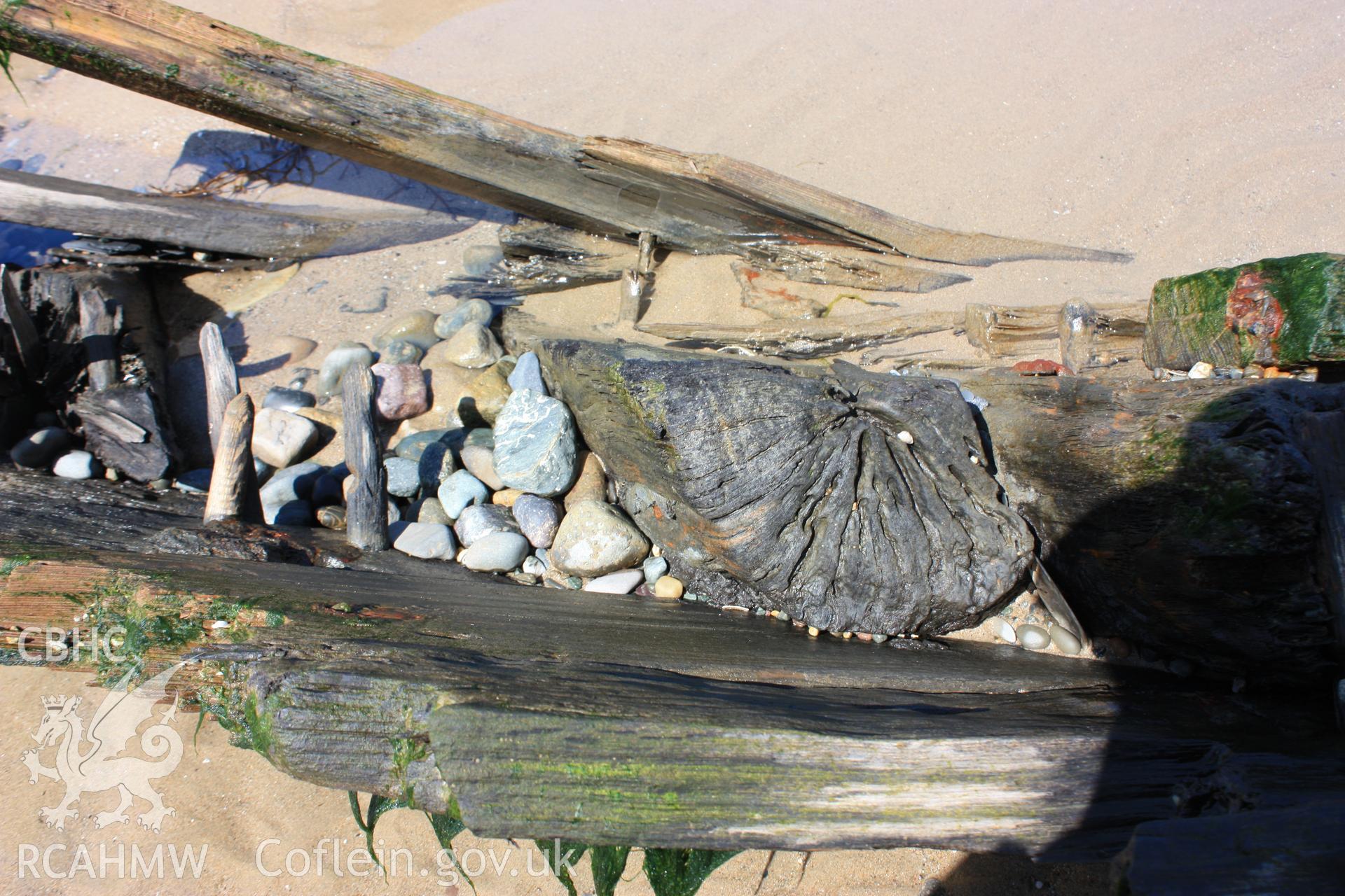 Top of frame, external and internal planking near the stern