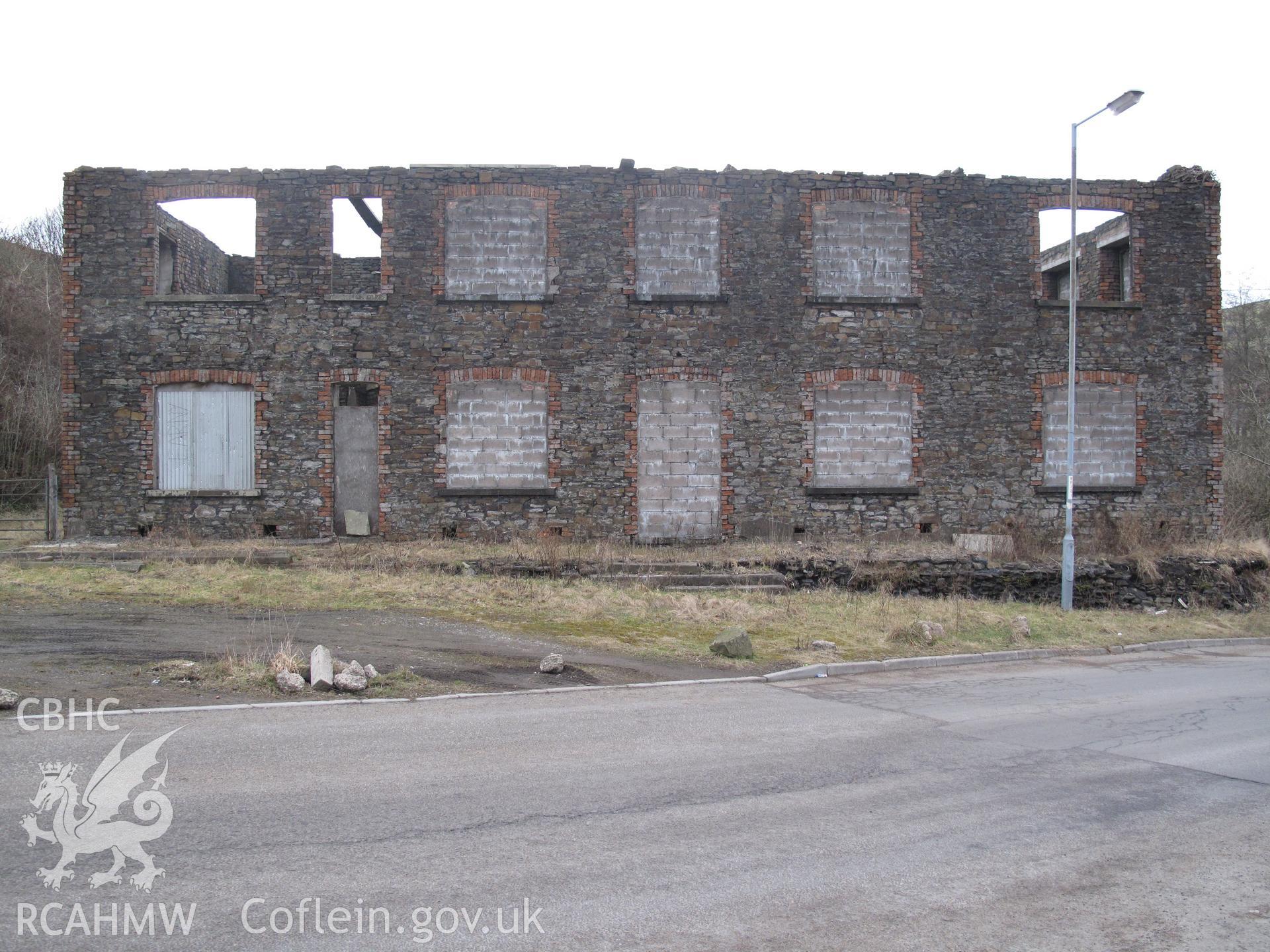 View of Universal Colliery Offices, Senghenydd, from the south, taken by Brian Malaws on 12 February 2010.
