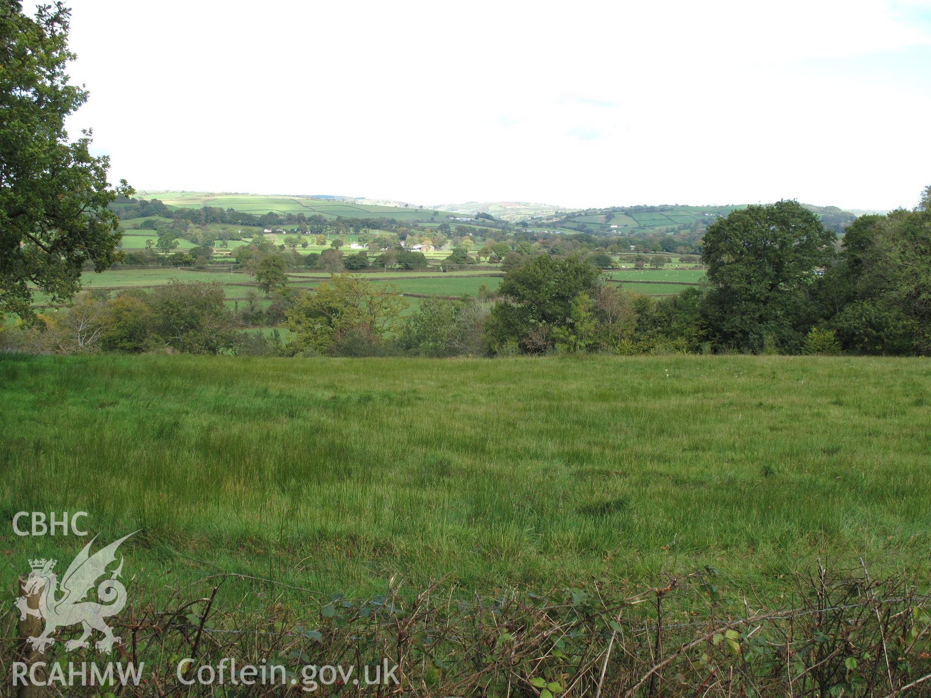 Battlesites of Cymerau and Ystrad Rwnws from the south, taken by Brian Malaws on 20 October 2010.