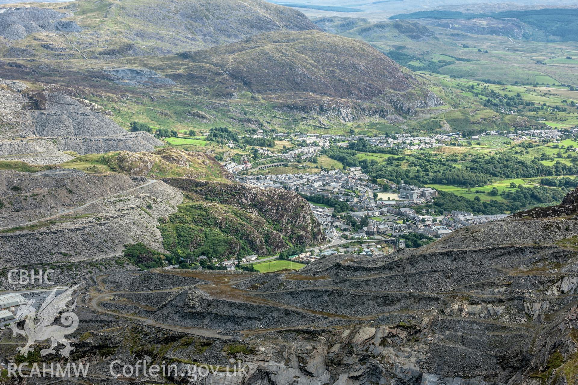 View of tips and Blaenau Ffestiniog from Allt Fawr