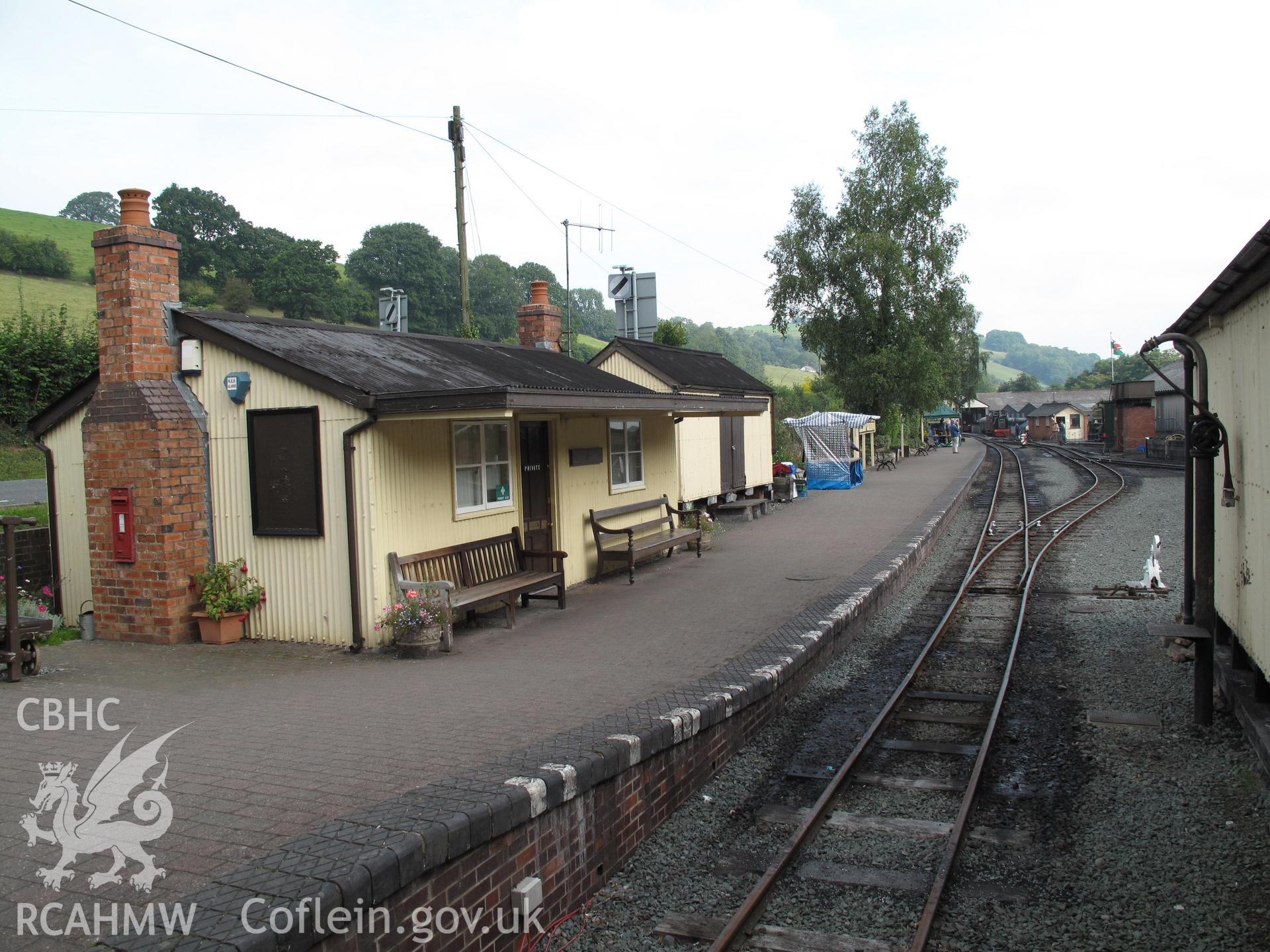 General view of Llanfair Caereinion station from the southwest, taken by Brian Malaws on 03 September 2010.
