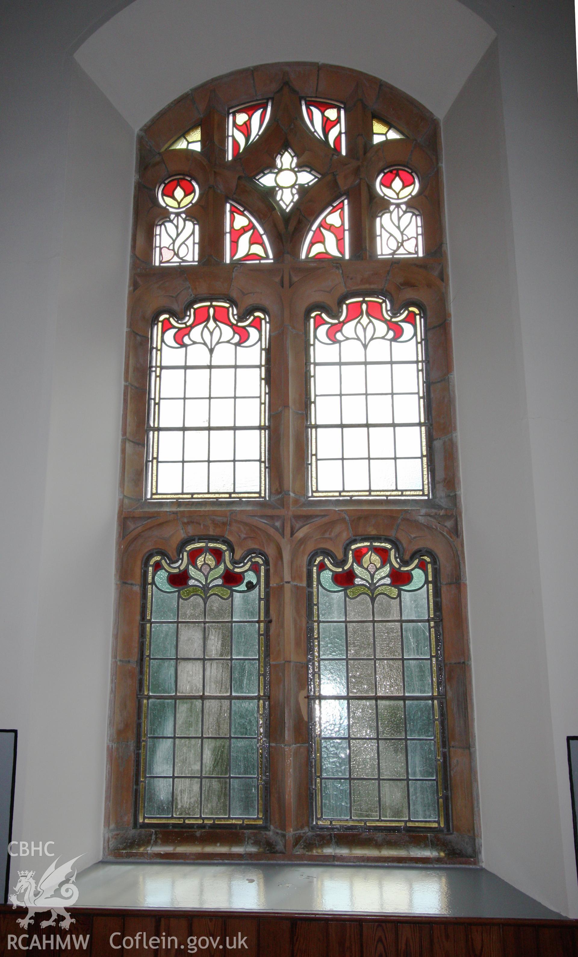 Brondeifi Unitarian Chapel, detail of glazing.