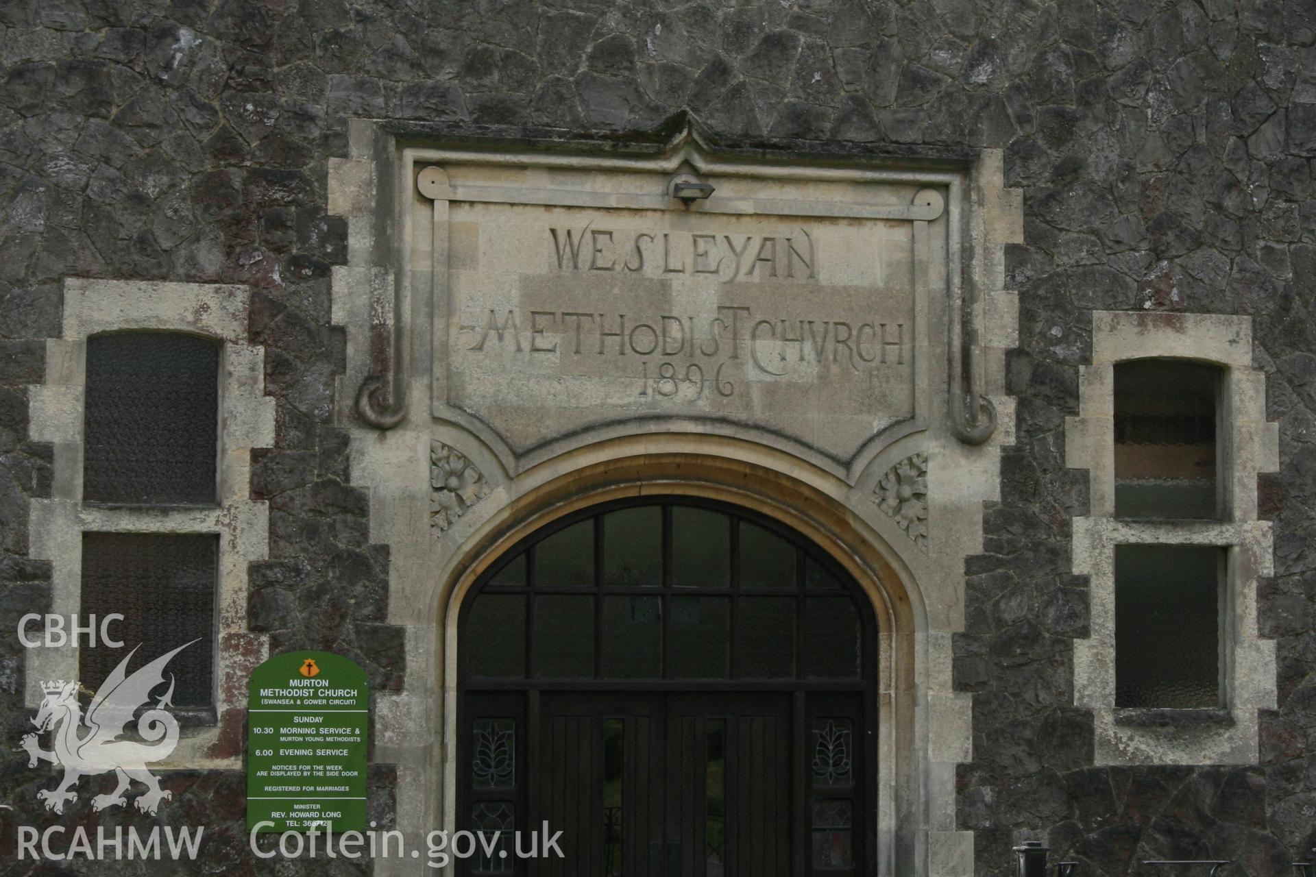 Murton Weslayan Methodist chapel, Murton, detail of name plaque