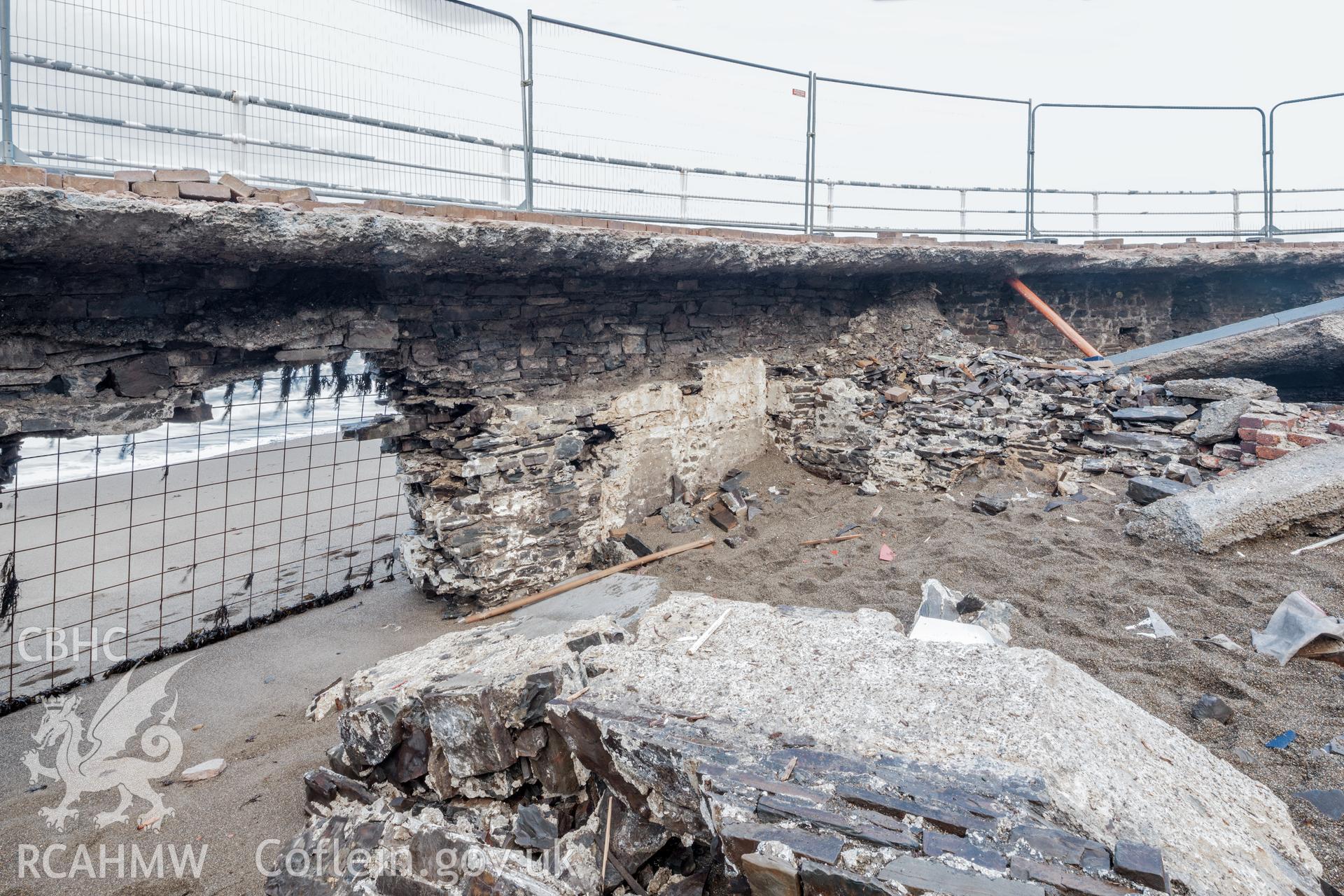 Detail of remains of former bath house from the southeast, ground level
