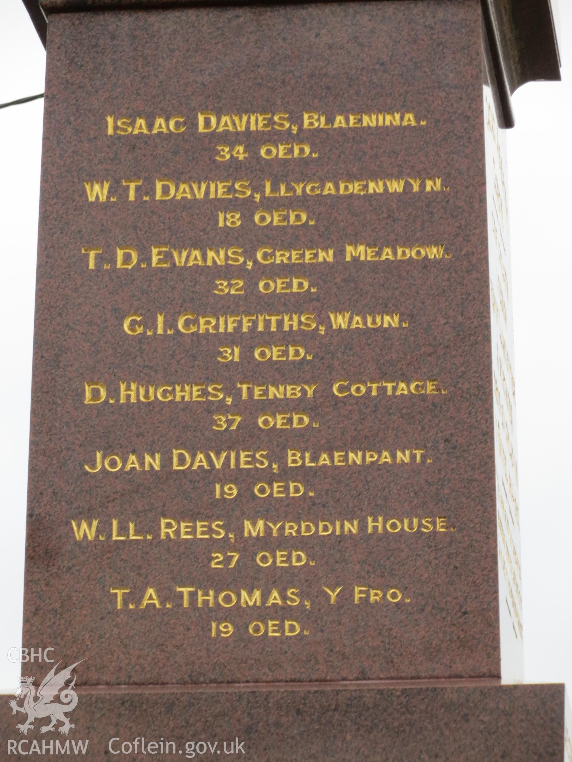 South-west face inscription.