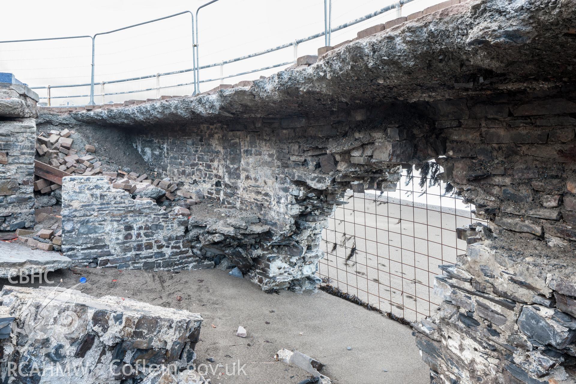 Detail of area around break in sea wall