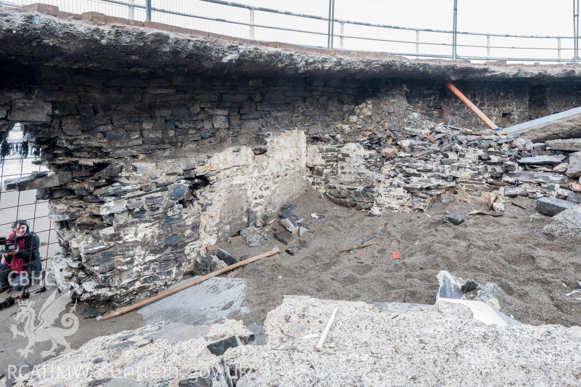 Detail of remains of former bath house from the southeast, ground level