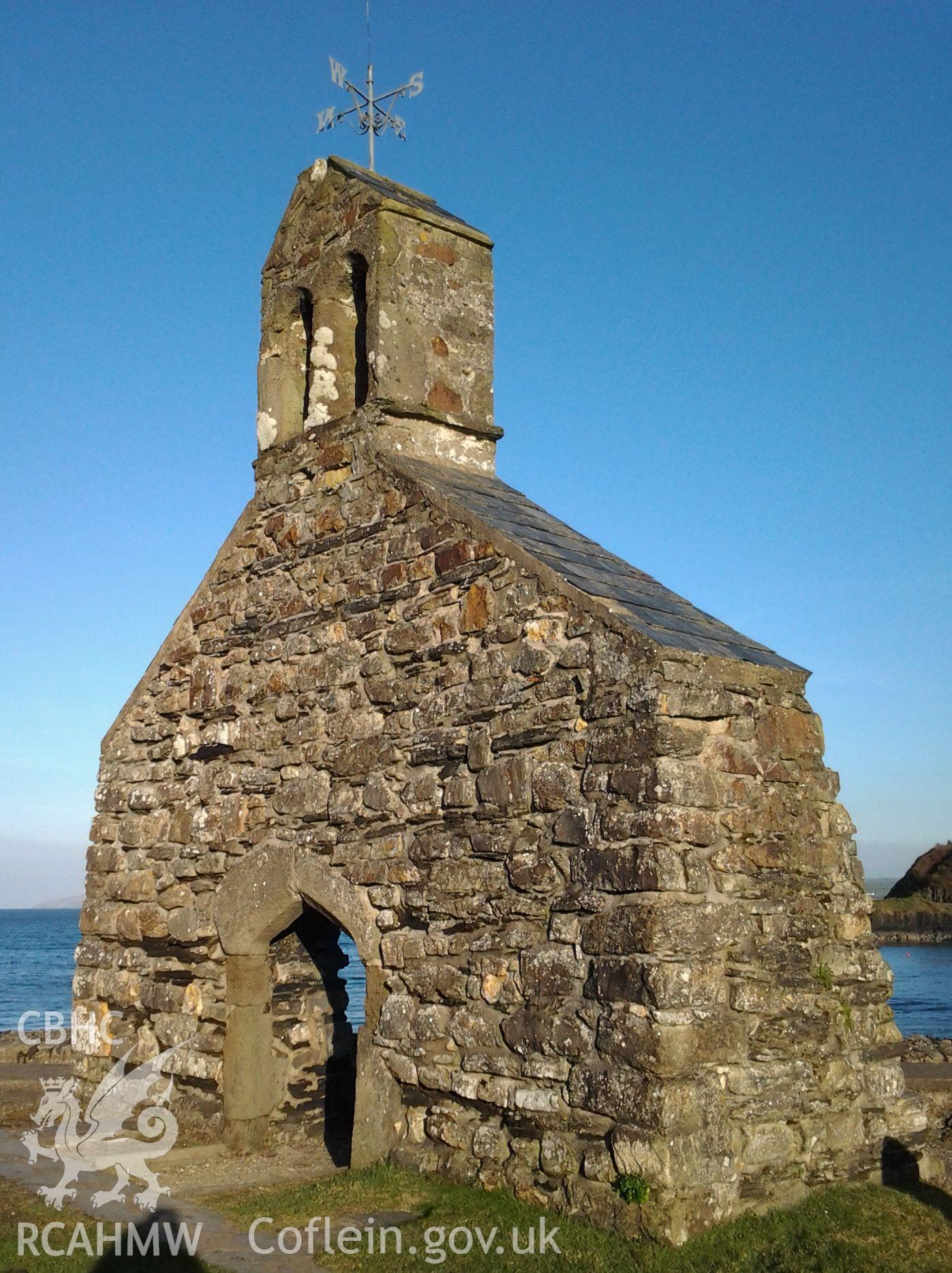 Upstanding remains of  St Brynach's Church, Cwm-yr-eglwys, viewed from the west.