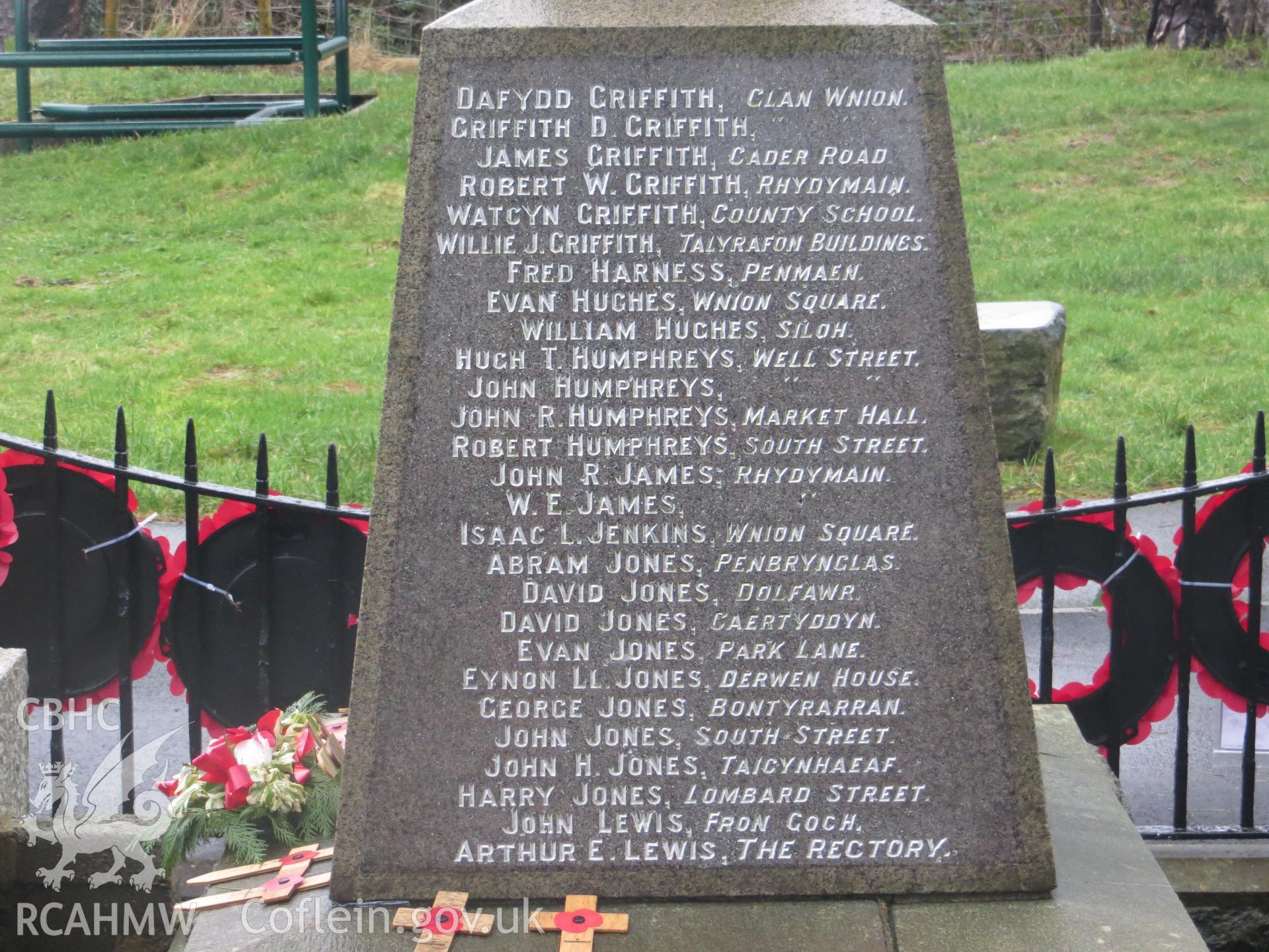 South face of pedestal.